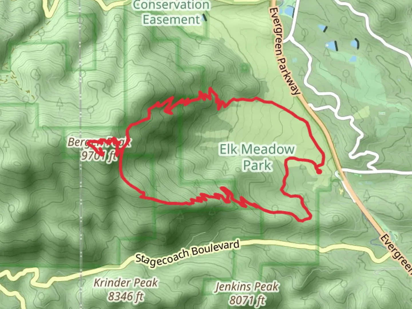 An image depicting the trail Bergen Peak Loop and its surrounding area.