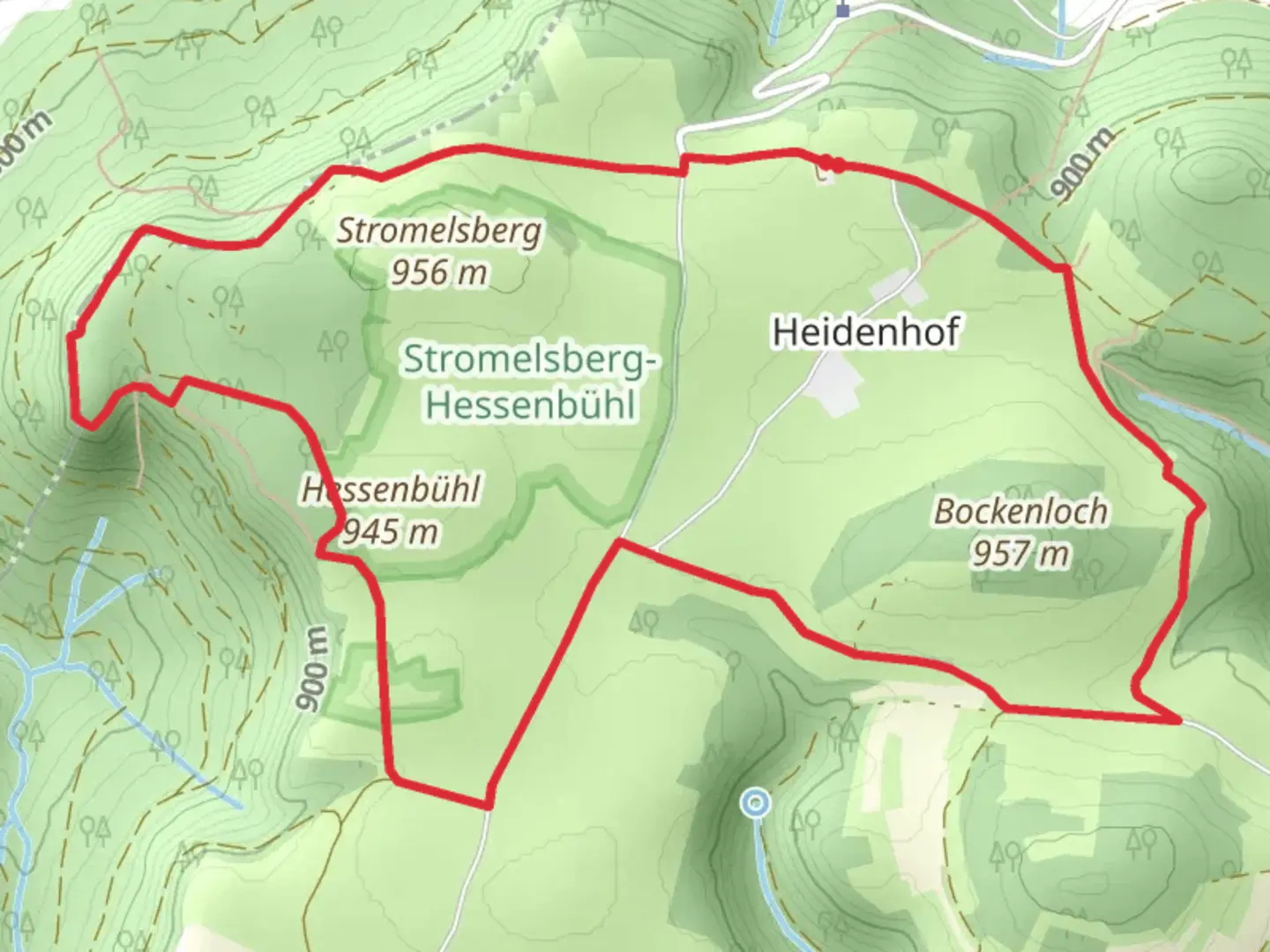 An image depicting the trail Hessenbuehl via Tieringen Obernheim and its surrounding area.