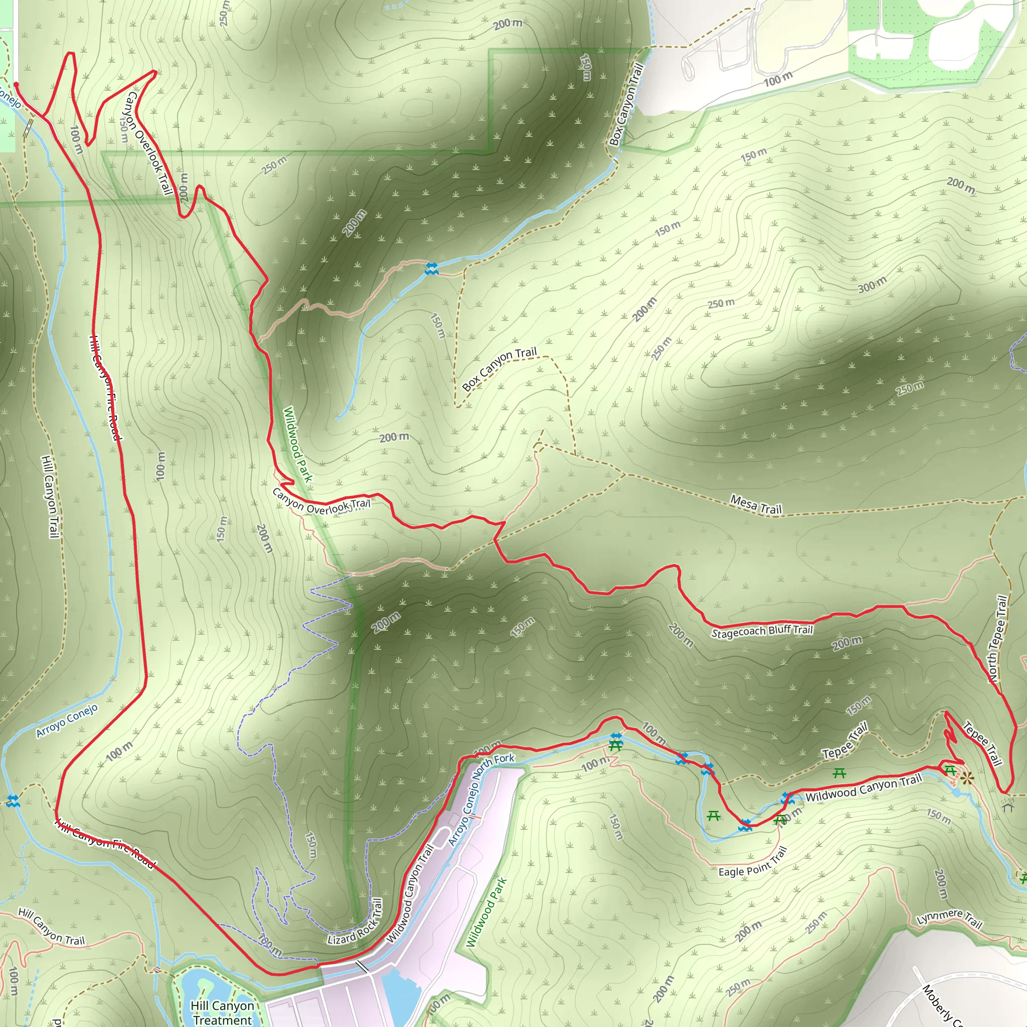 Canyon Overlook - Stagecoach Bluff - Wildwood Canyon Loop Trail mobile static map