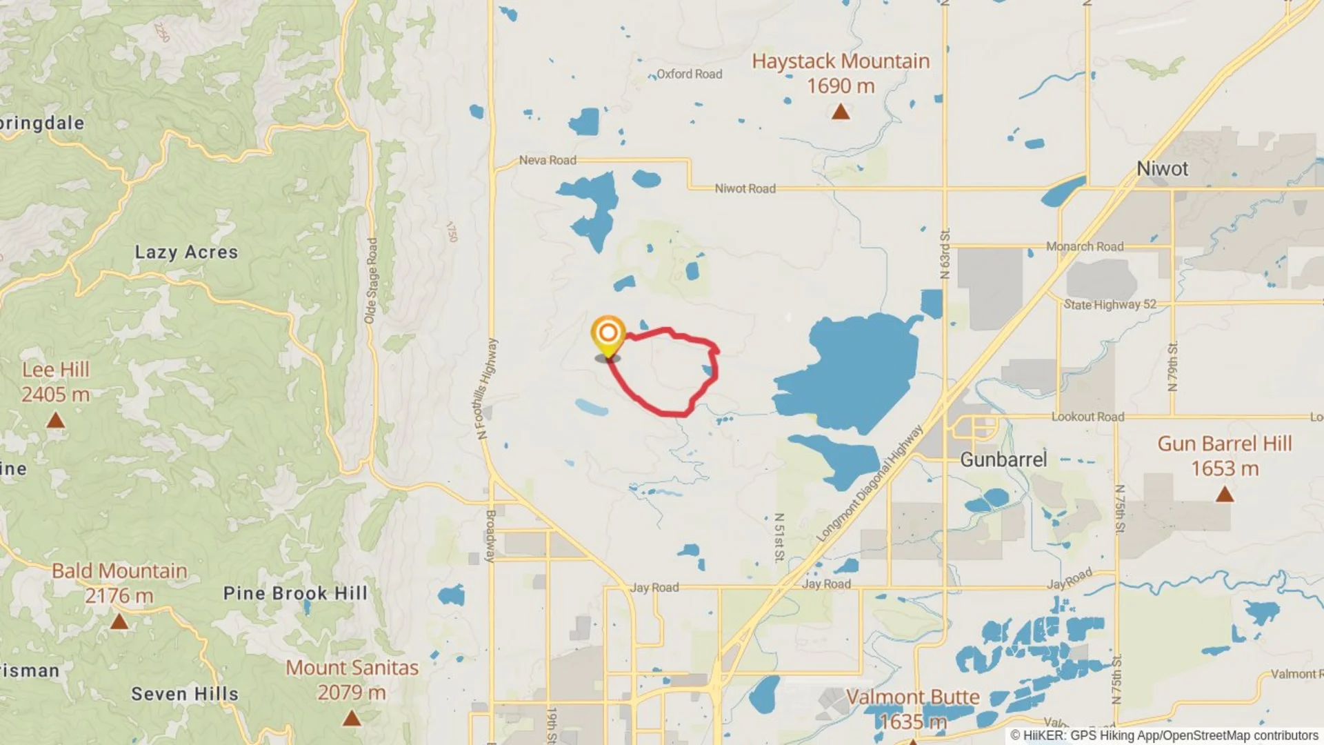 An image depicting the trail Sage Trail and Boulder Valley Ranch Pond Loop and its surrounding area.