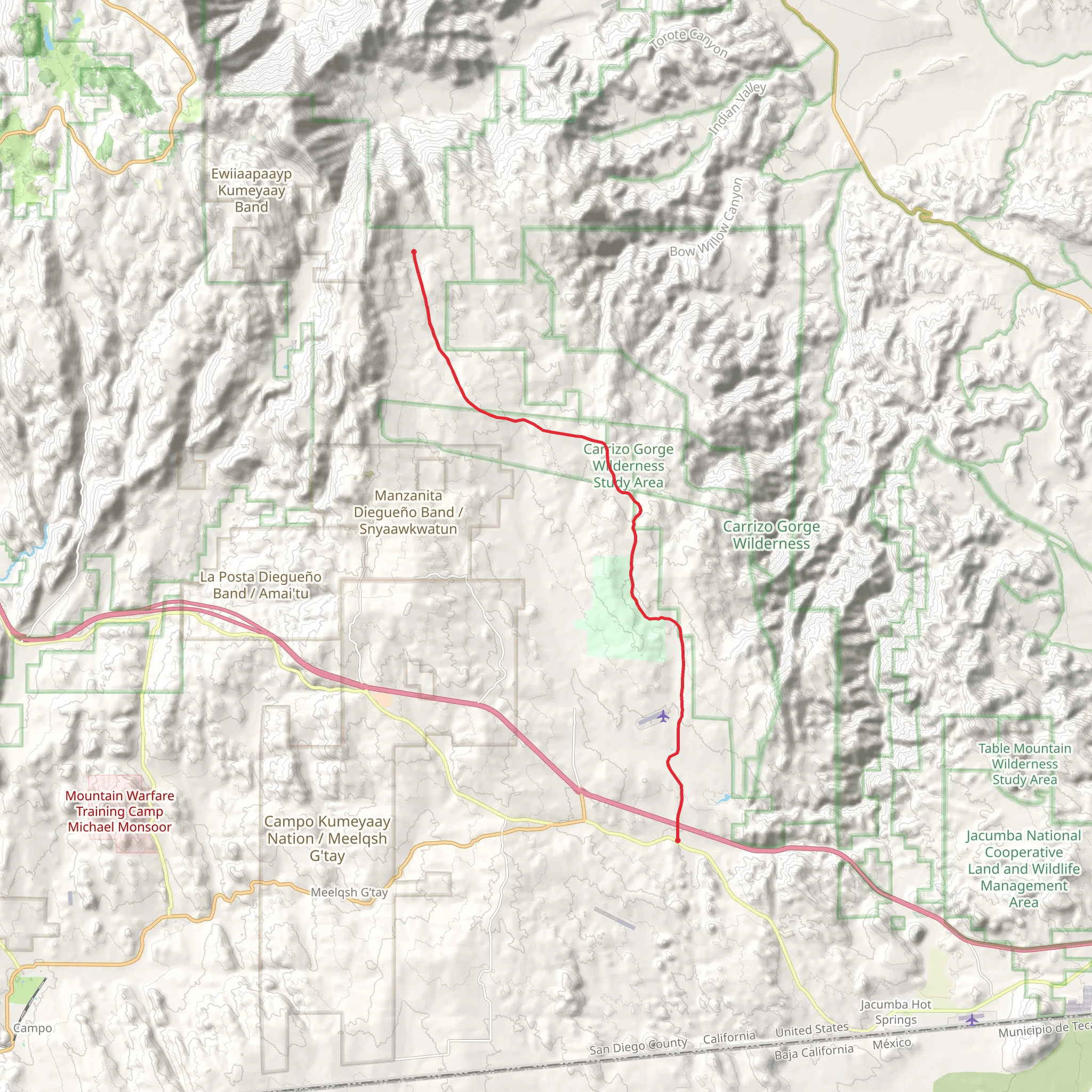 Kumeyaay Road Walk mobile static map