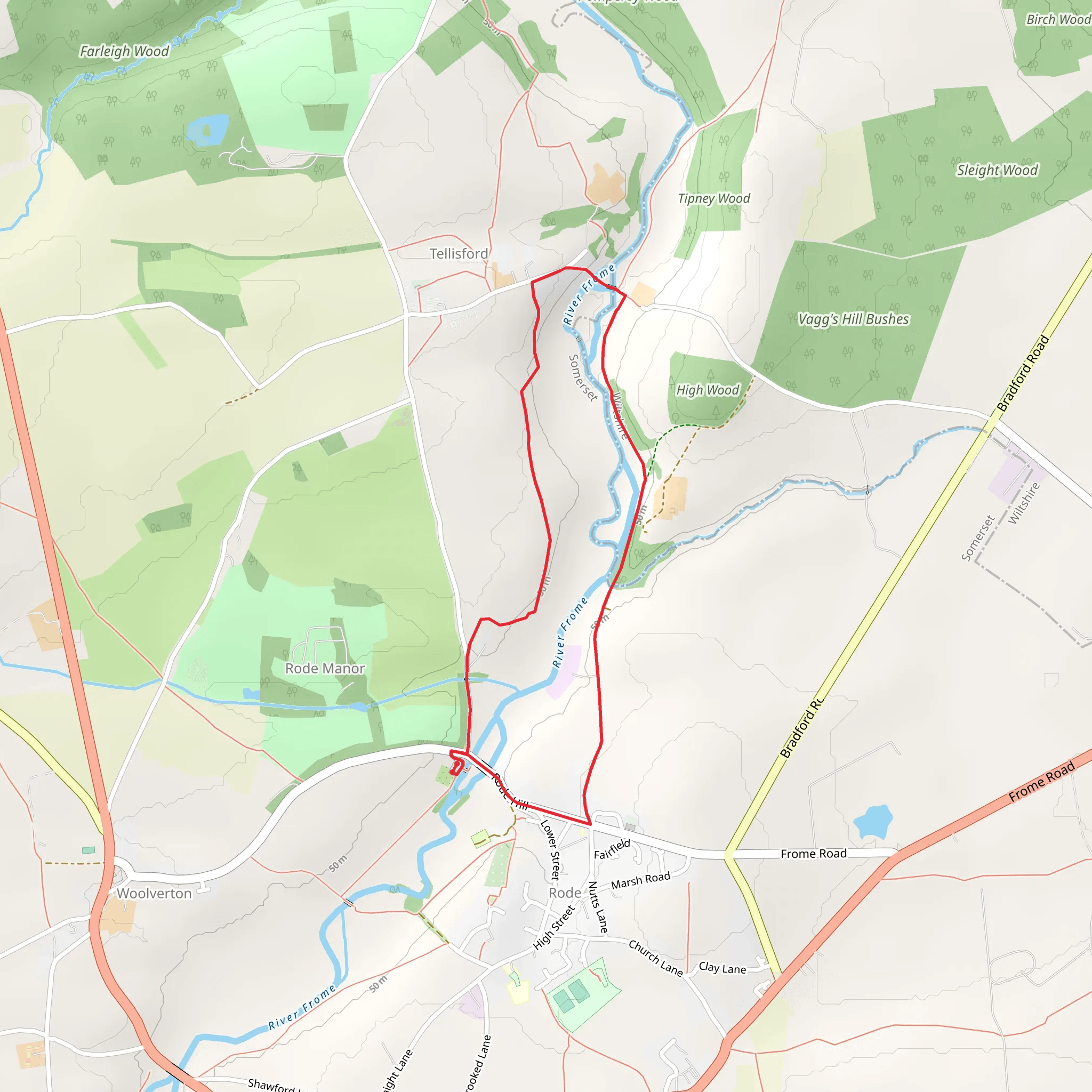 Rode Hill via Macmillan Way mobile static map