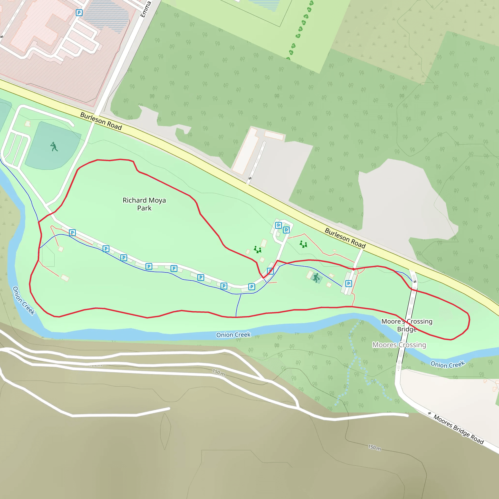 Loop along Onion Creek mobile static map