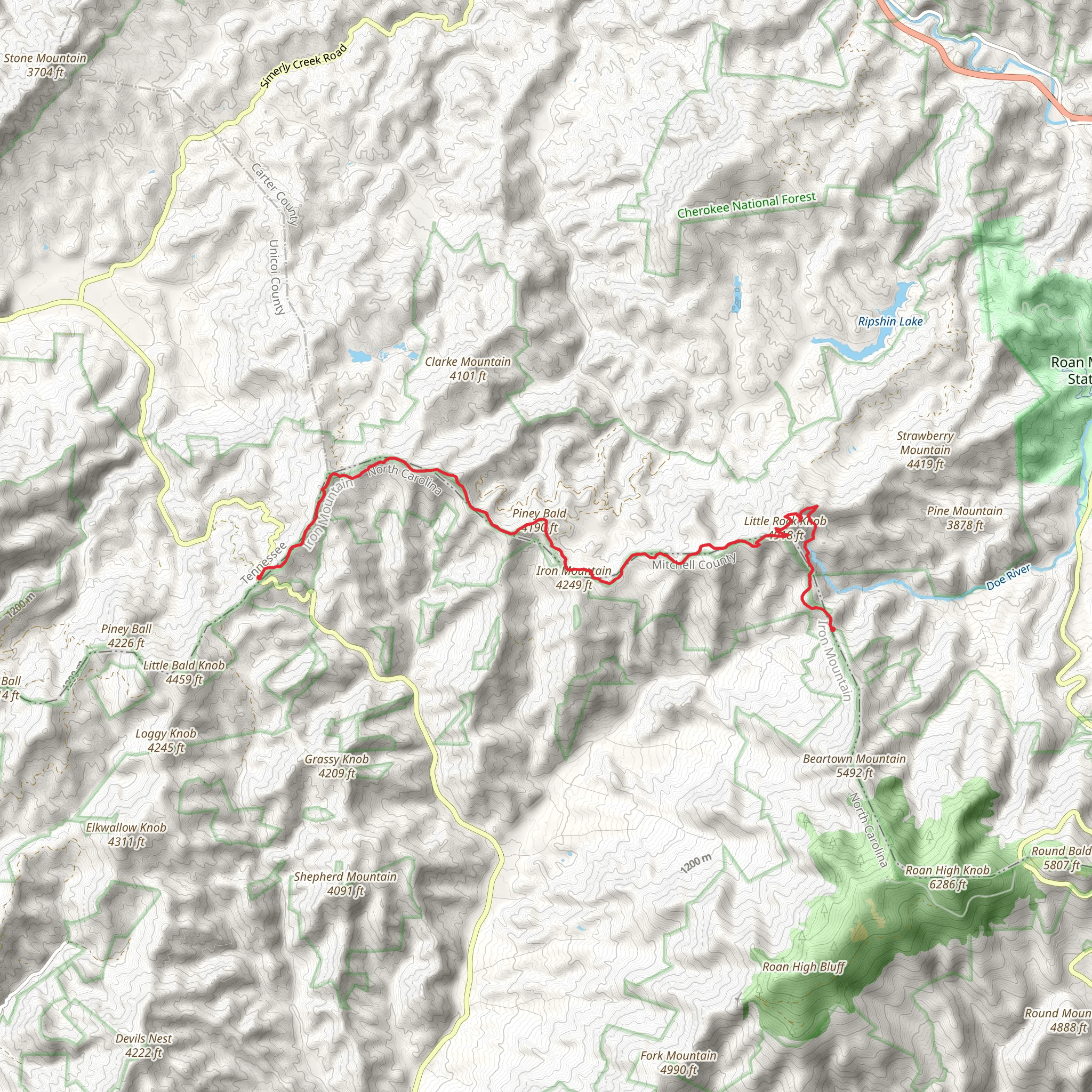 Little Rock and Piney Bald - Appalachian Trail mobile static map