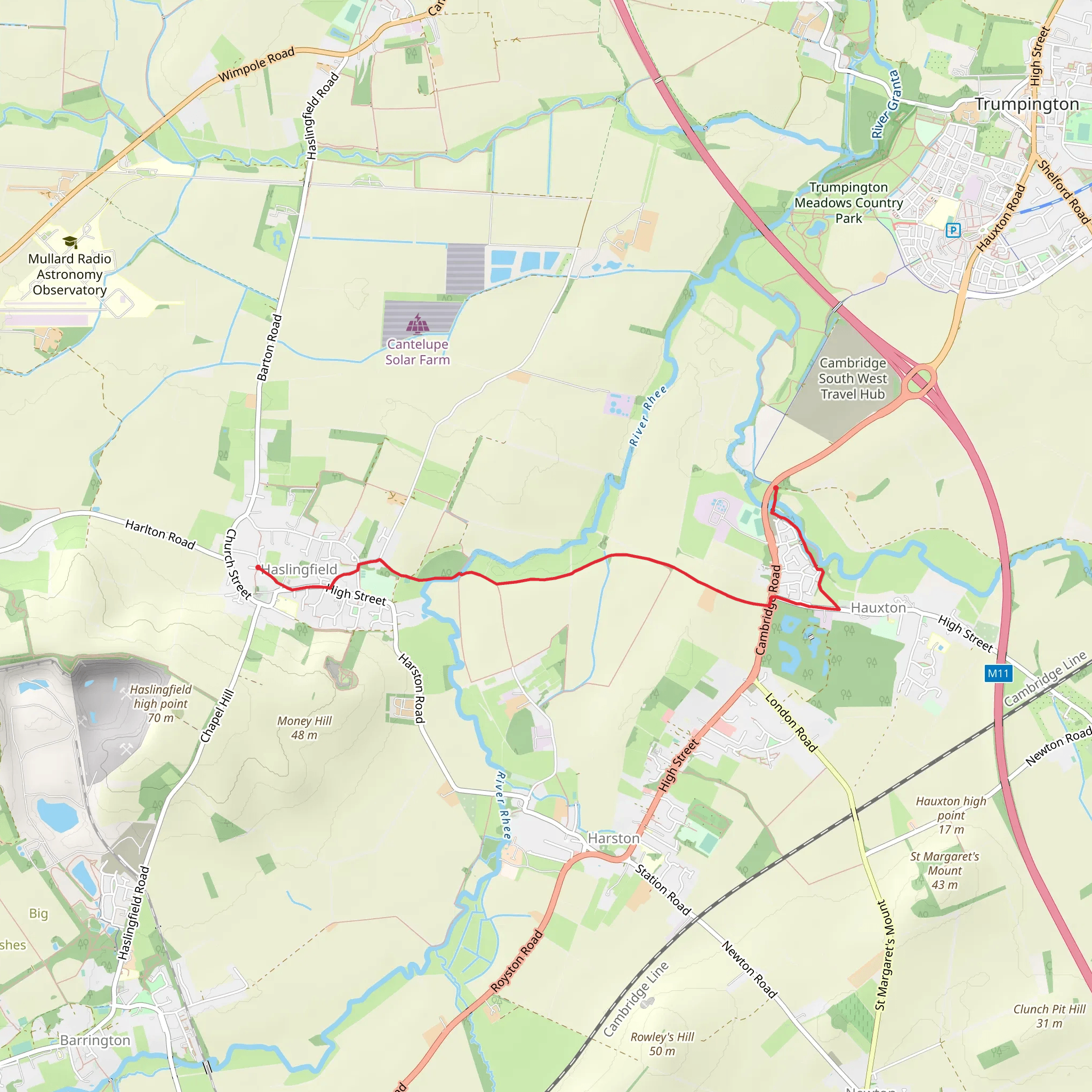 Haslingfield Walk mobile static map