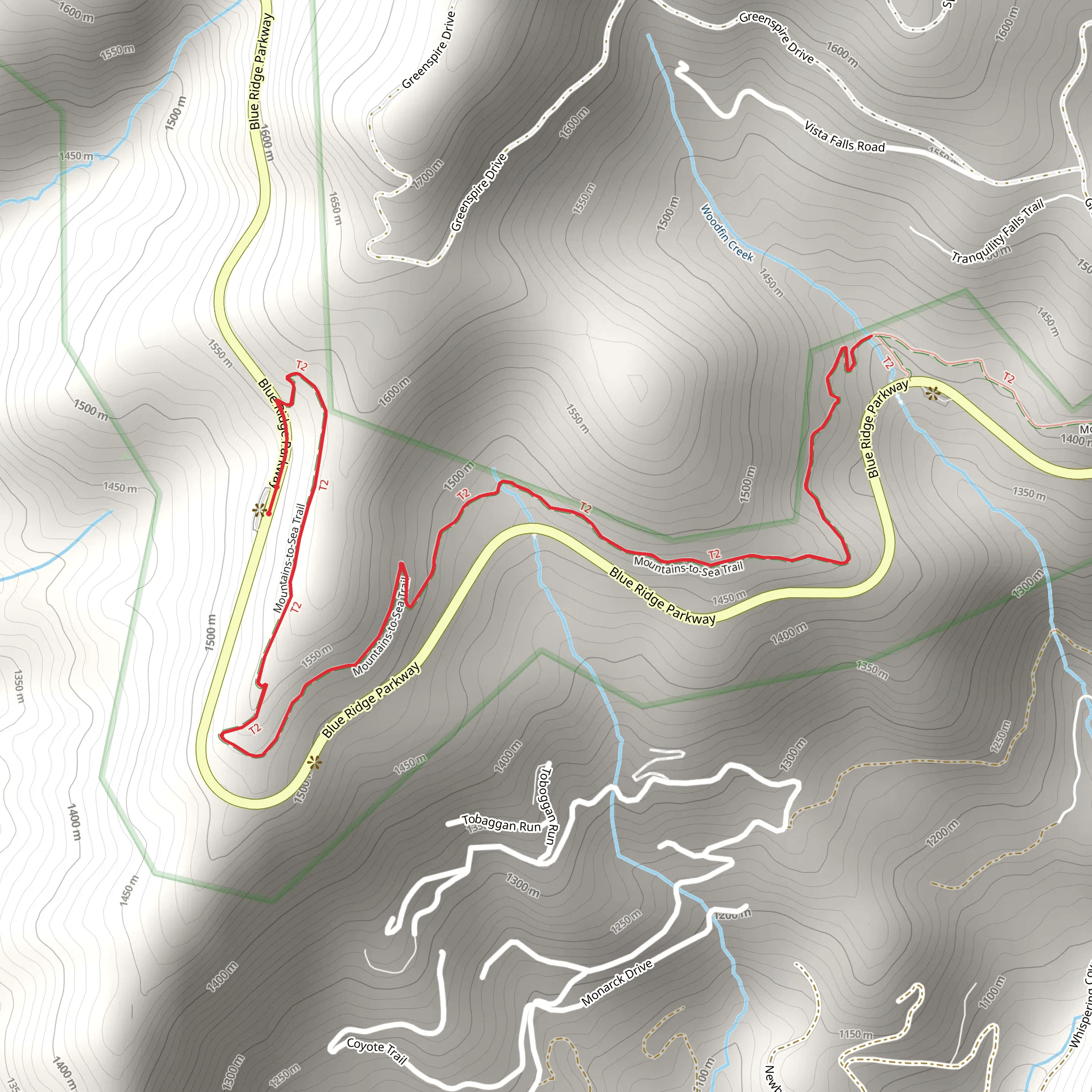 Woodfin Creek via Mountains-to-Sea Trail - West mobile static map