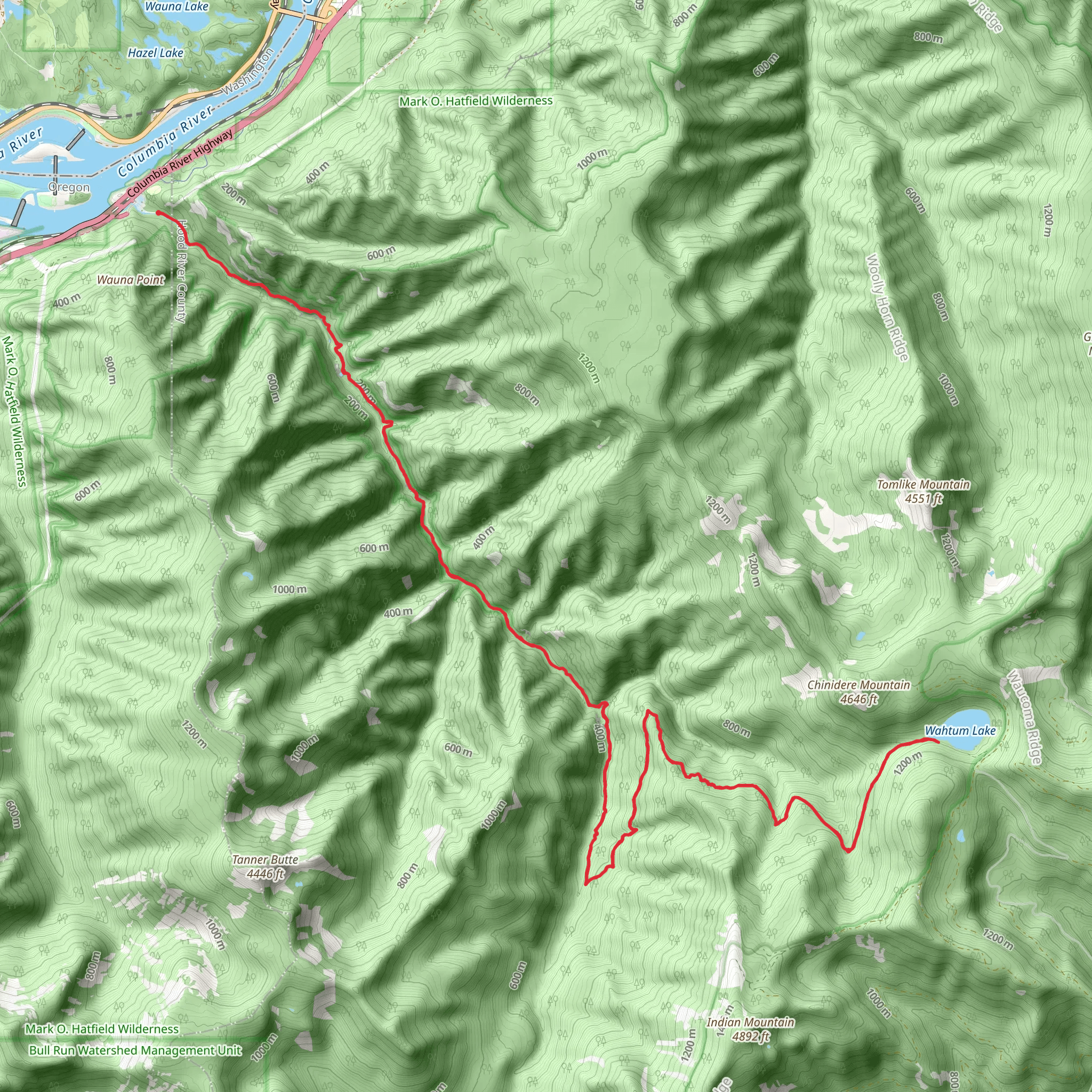 Wahtum Lake and Eagle Creek Trail mobile static map