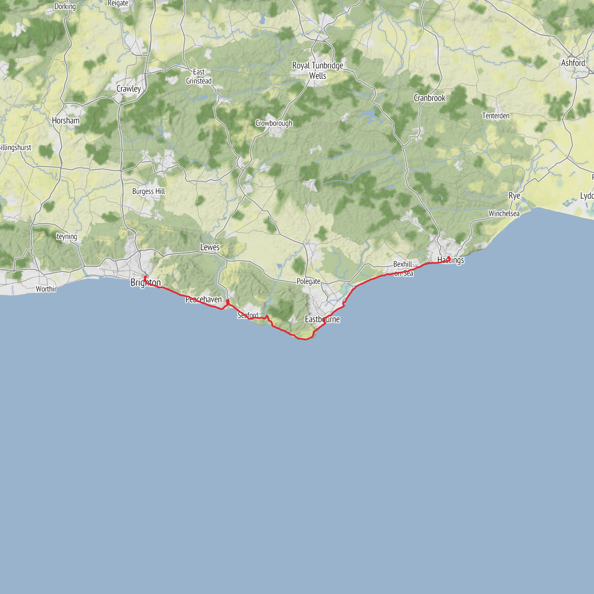 Hike from Brighton to Hastings mobile static map
