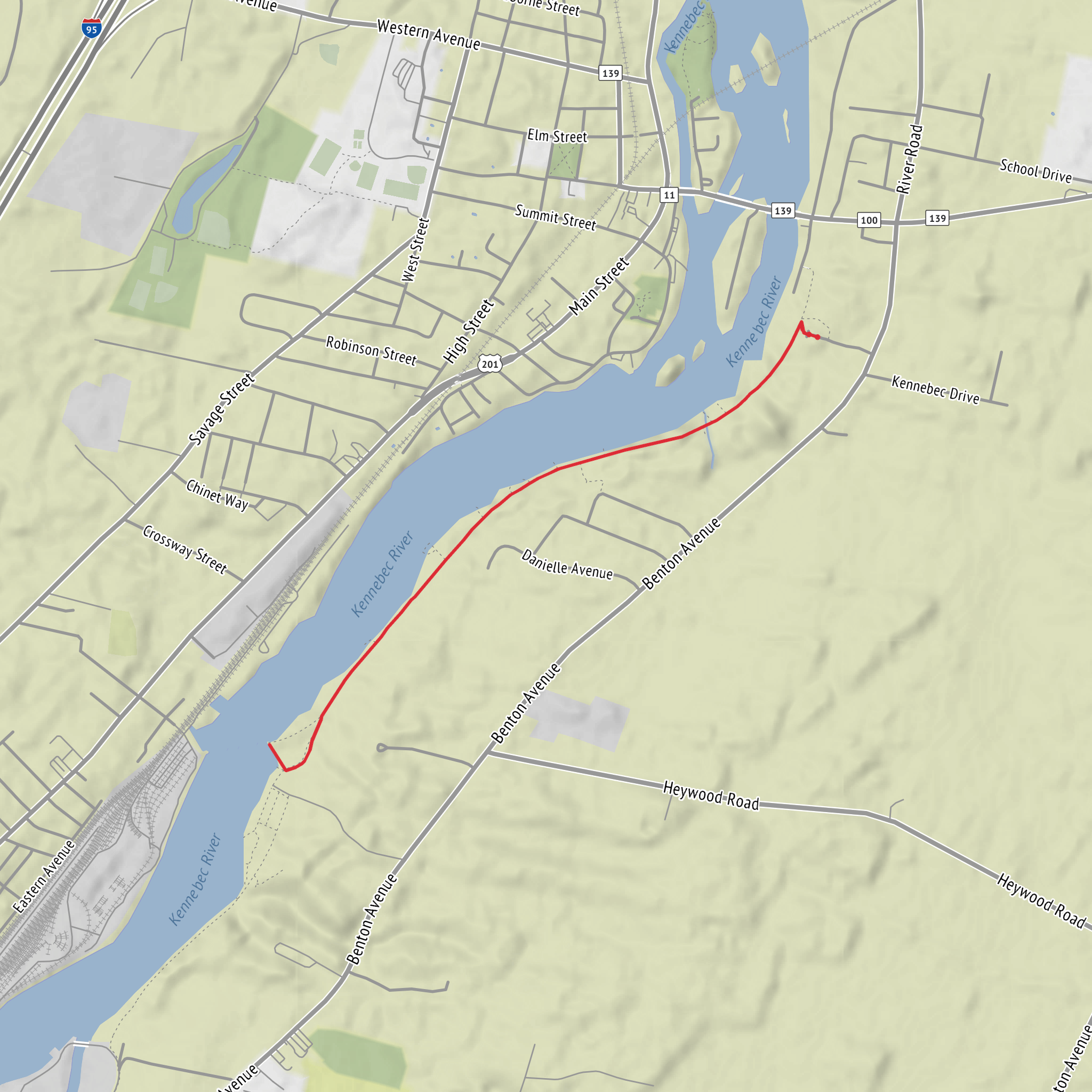 Kennebec River and Gulliver Island mobile static map