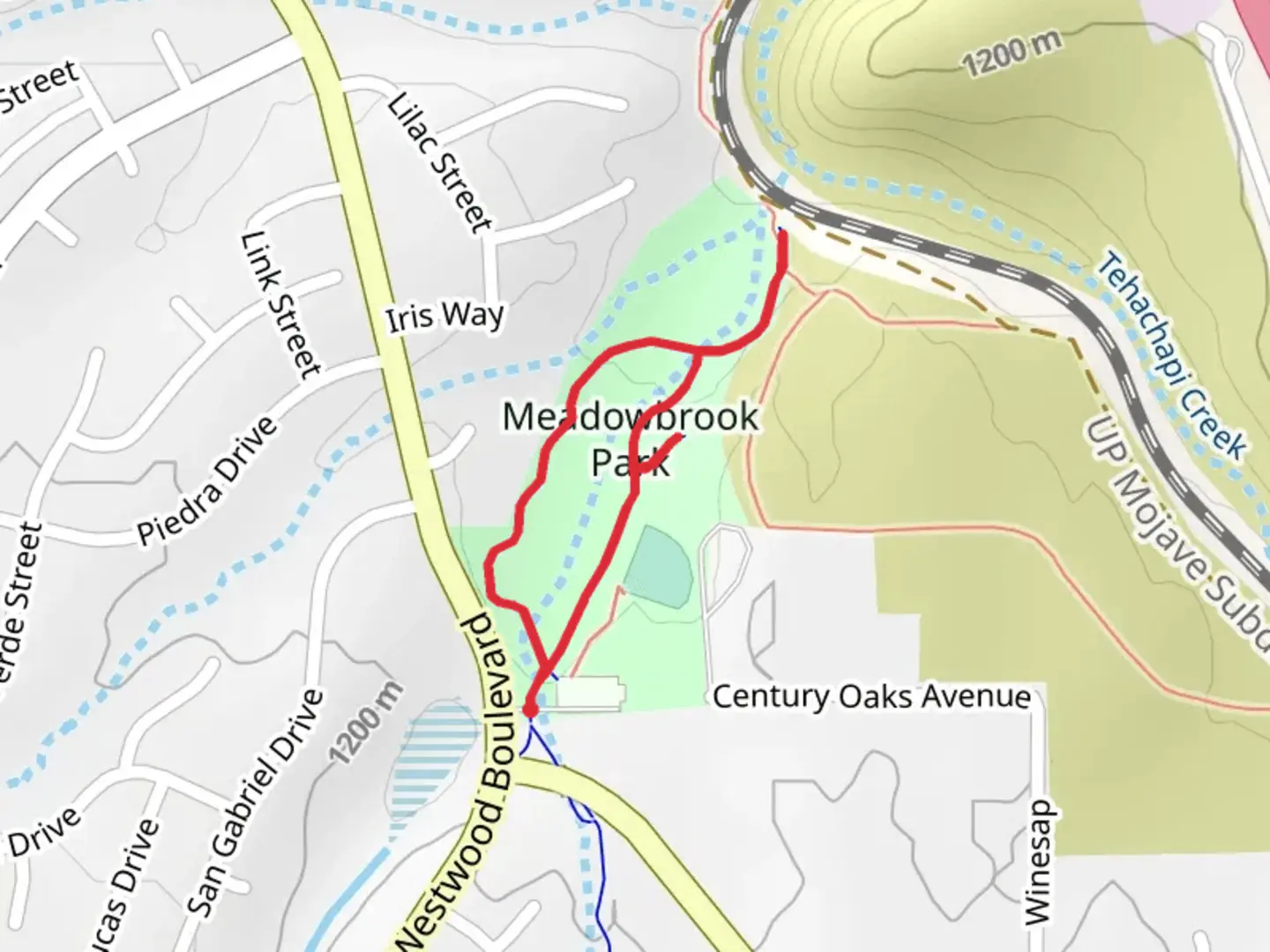 An image depicting the trail Meadowood Path Loop and its surrounding area.