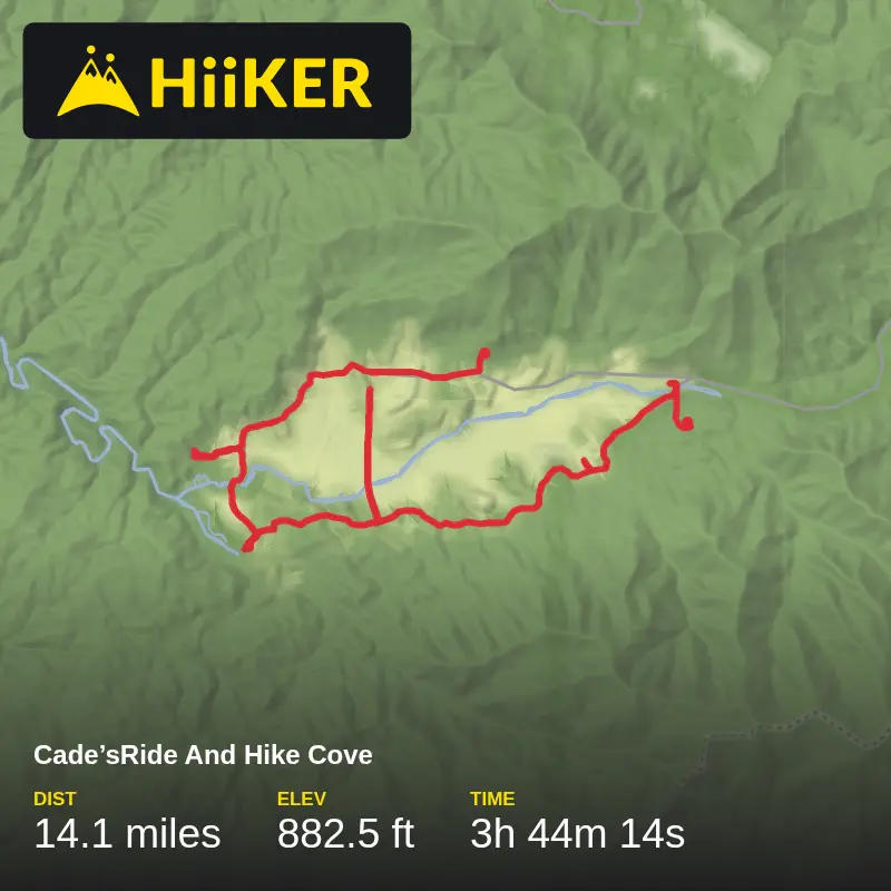 A map preview of the recording Cade’sRide And Hike  Cove .
