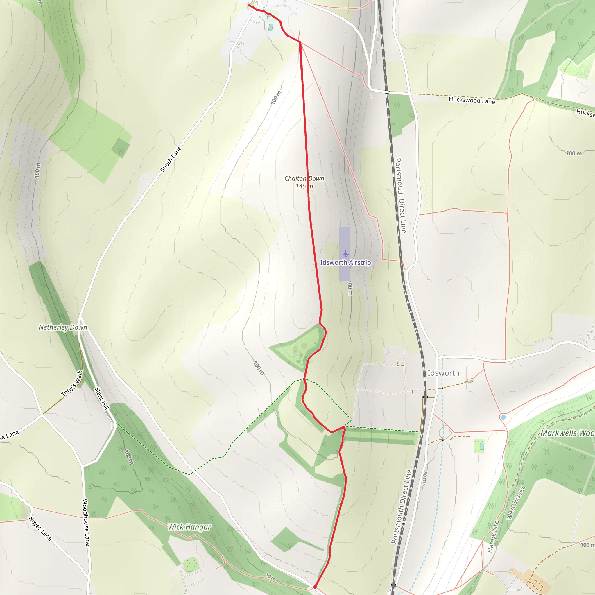 Chalton via Sussex Border Path mobile static map