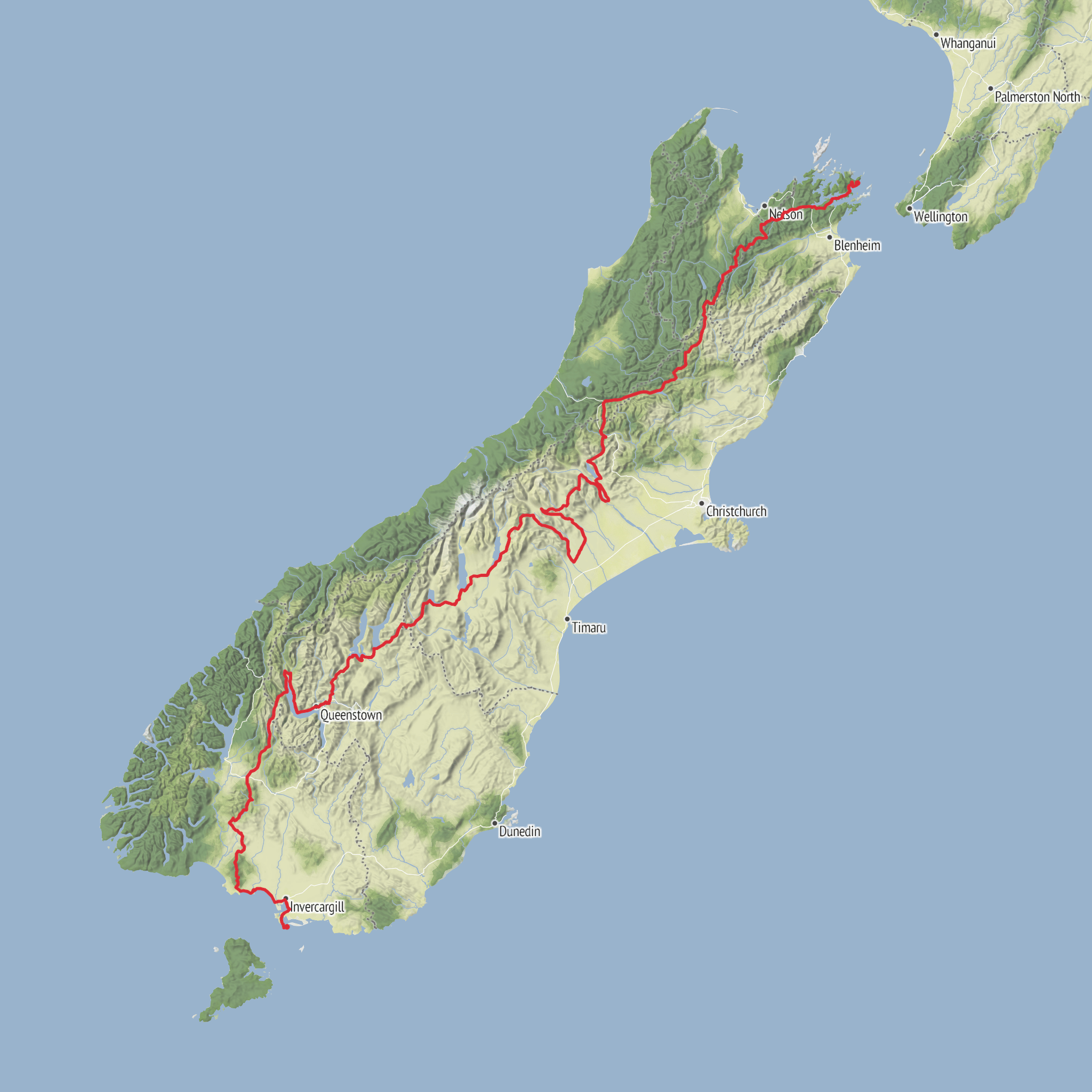 Te Araroa South Island mobile static map