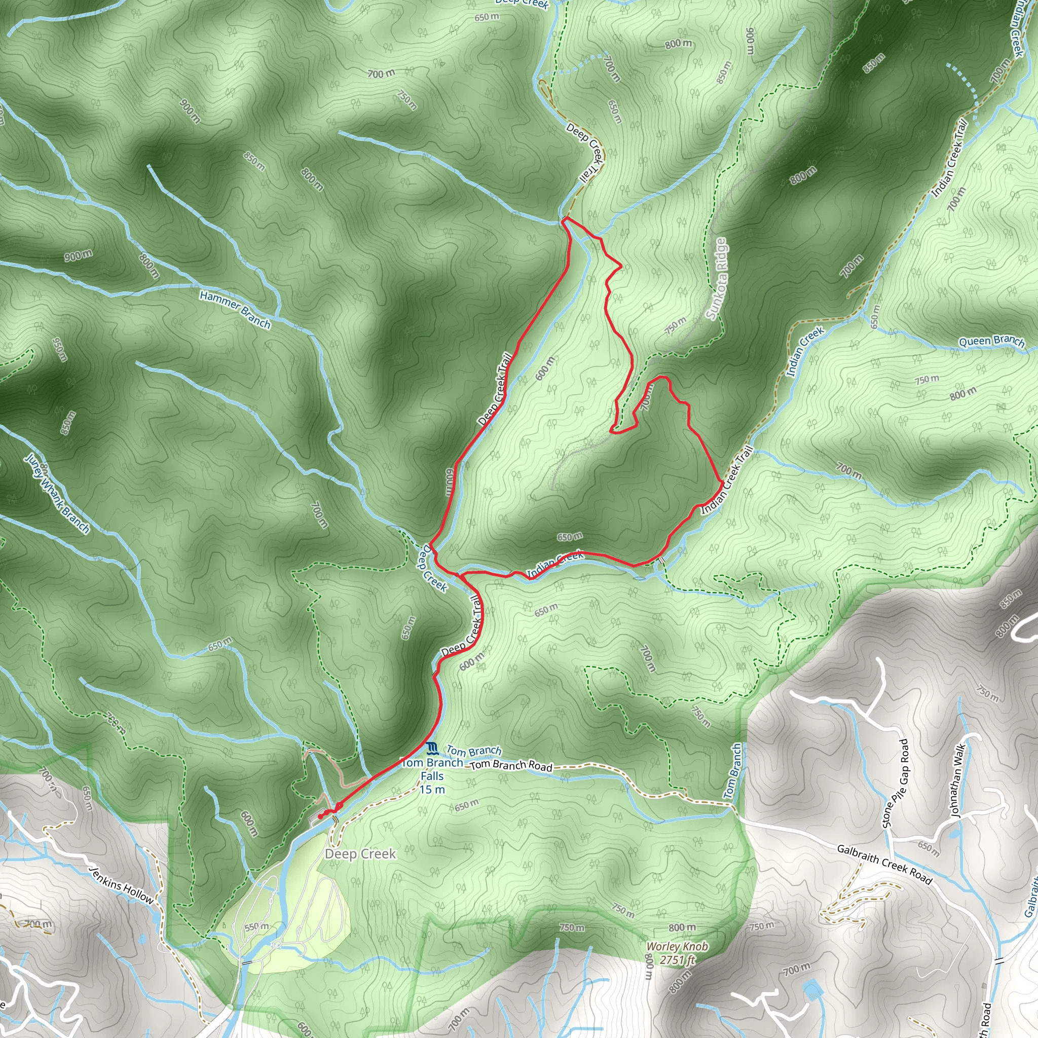 Deep Creek and Indian Creek Loop Trail mobile static map