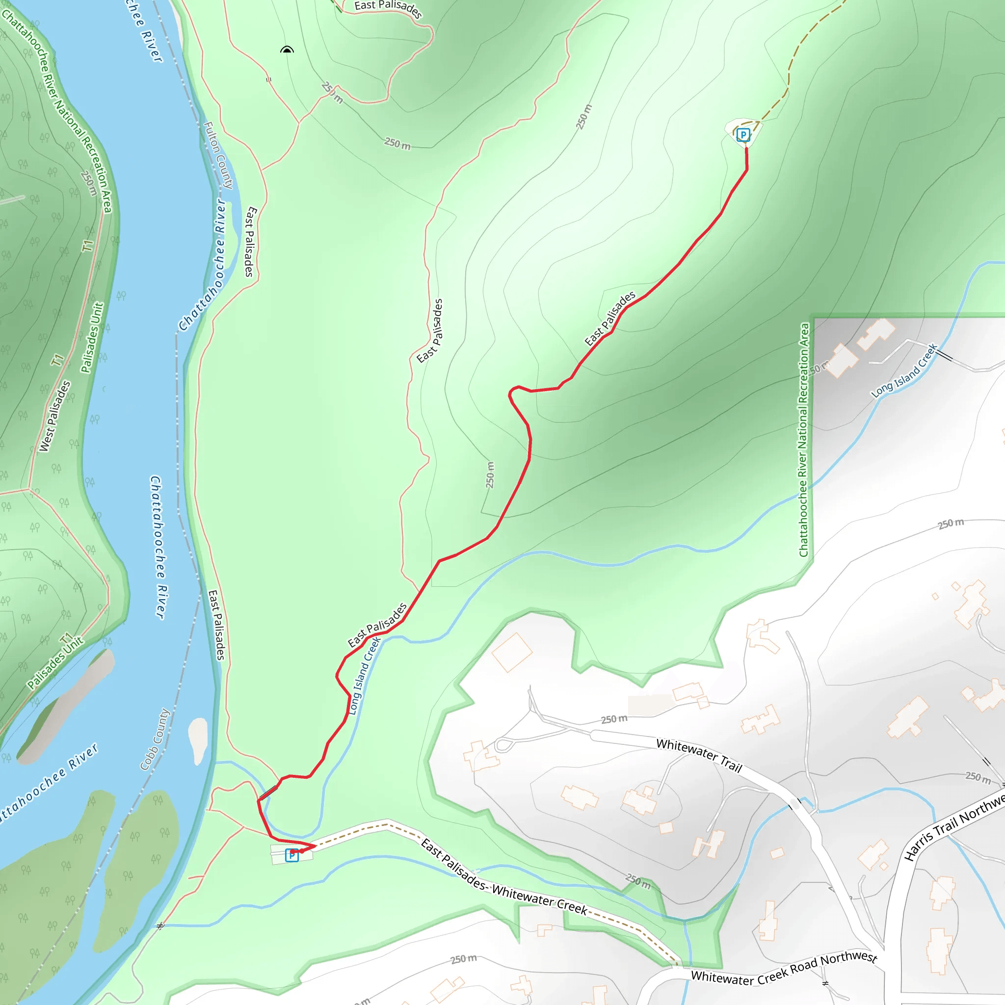 East Palisades Out and Back mobile static map