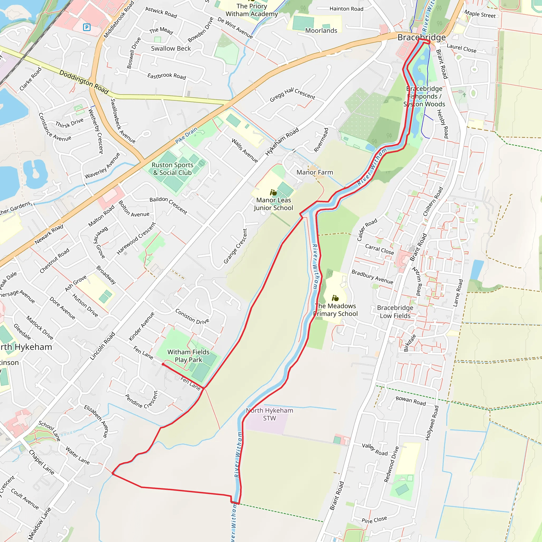 River Witham Loop - Bracebridge mobile static map