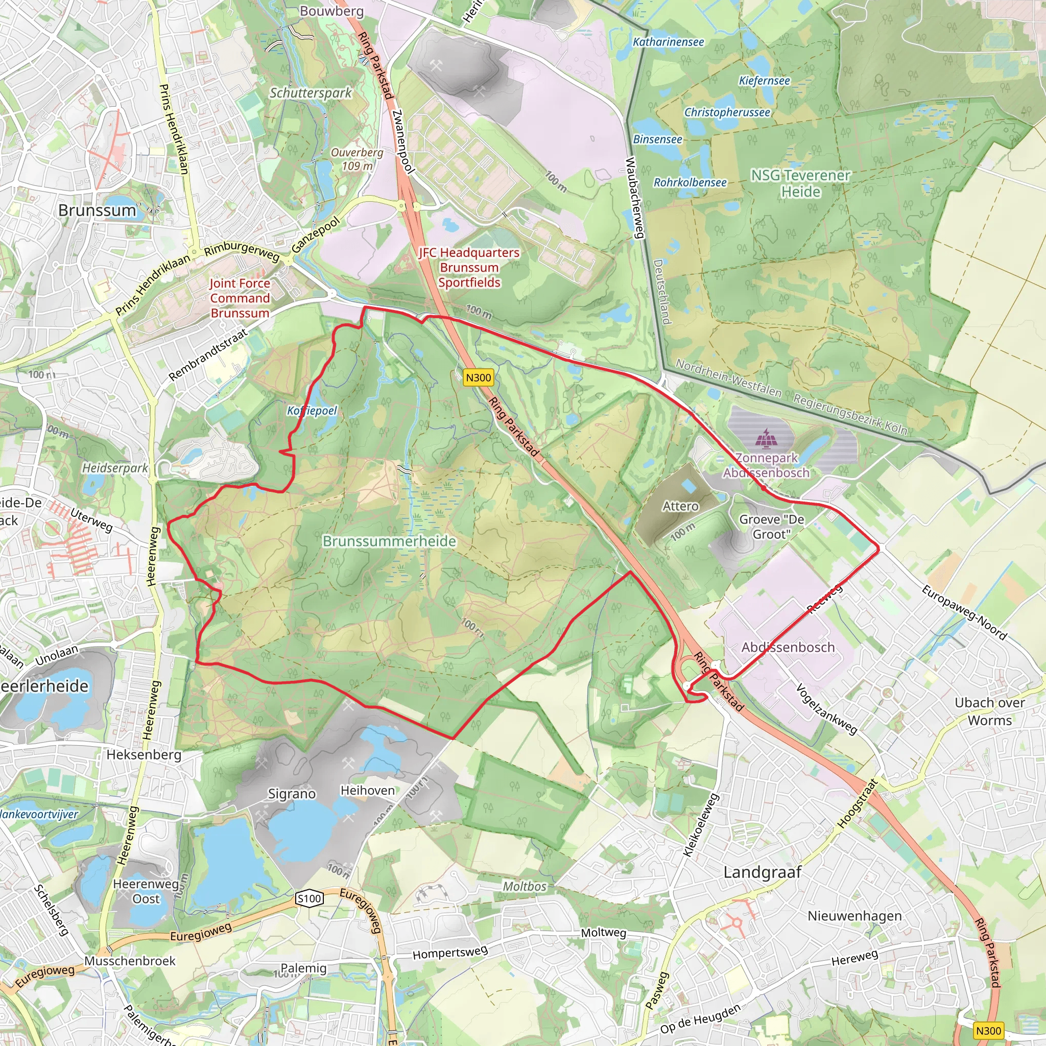 Brunssummerheide via Rimburger Weg, Kamperheide Weg and Grote Hei Weg mobile static map