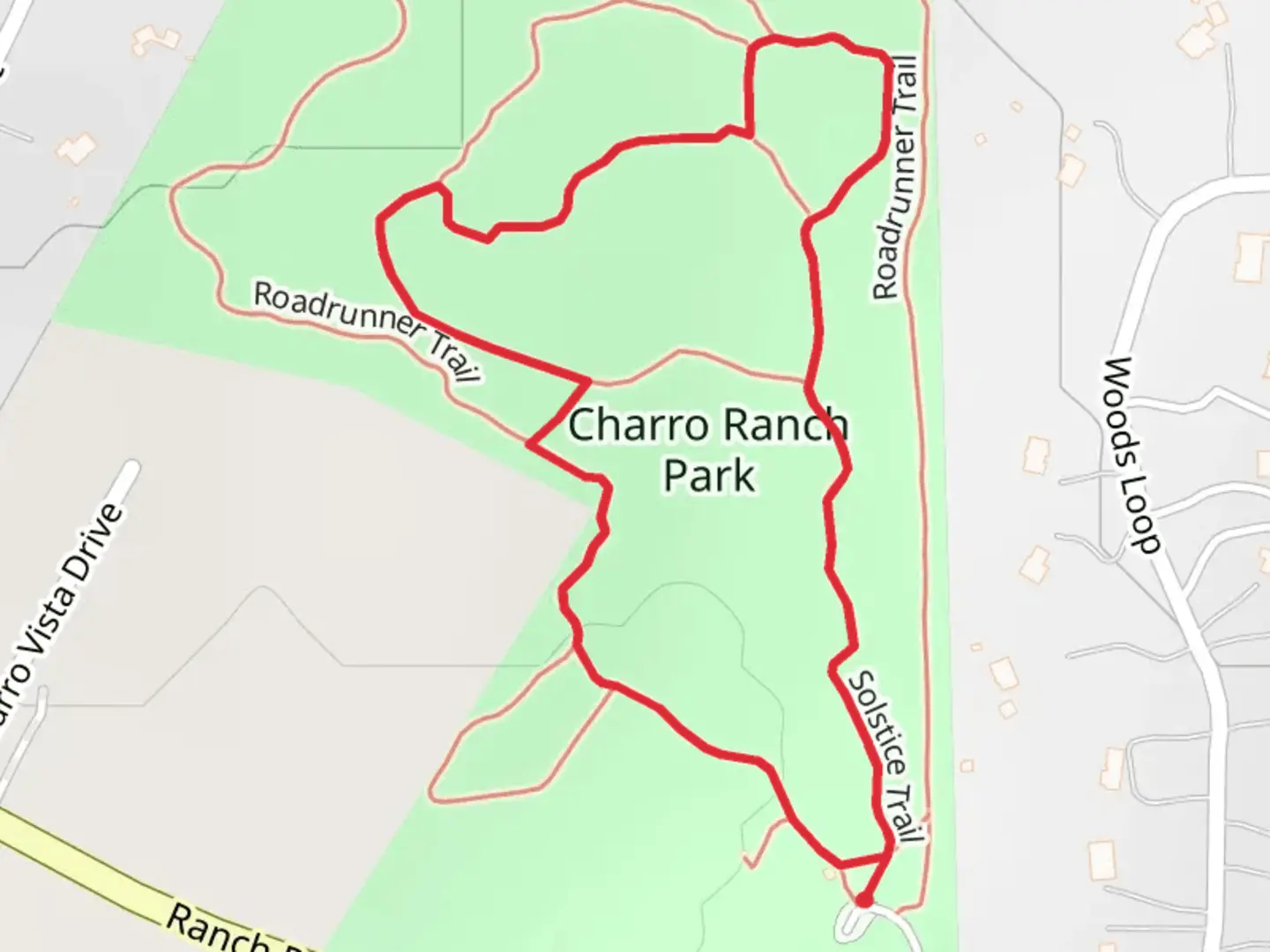 An image depicting the trail Solstice and Roadrunner Loop Trail and its surrounding area.