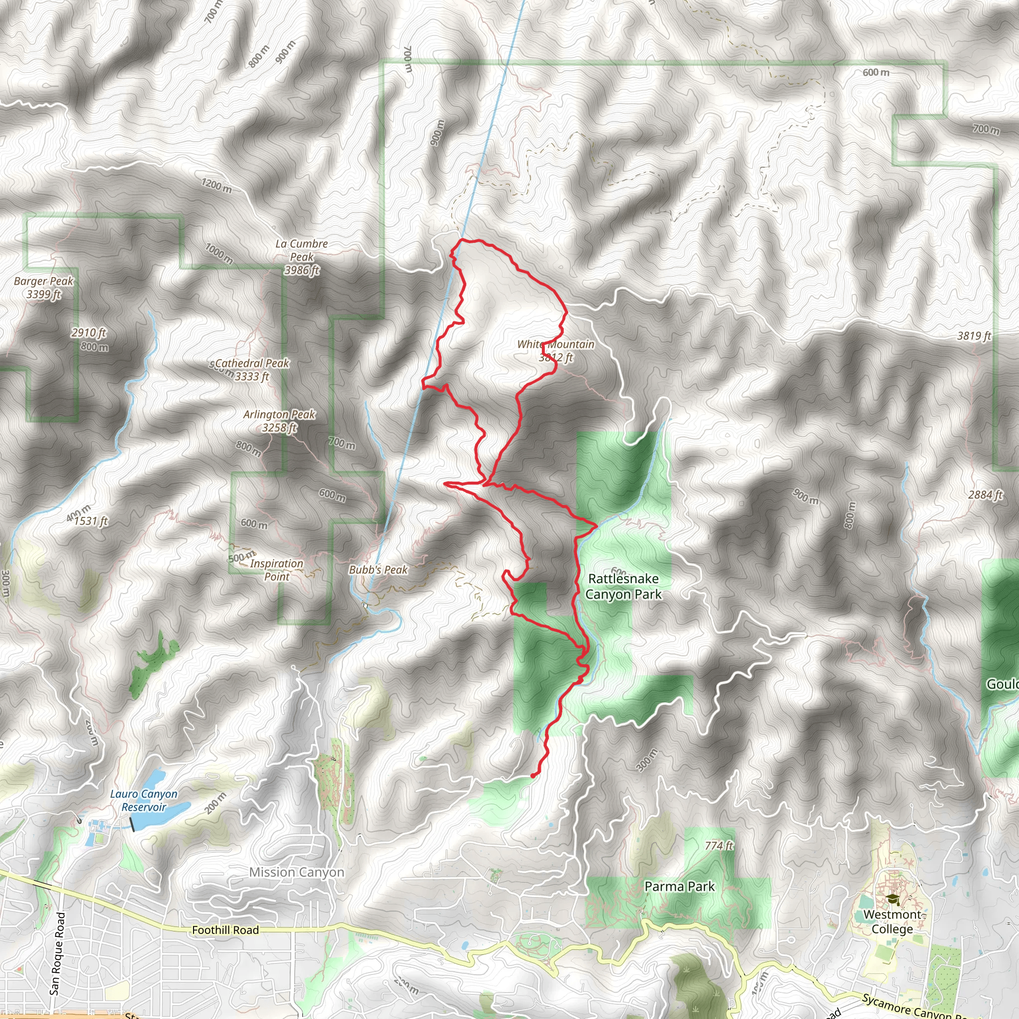 Rattlesnake Canyon and Rattlesnake Garden Loop Trail mobile static map