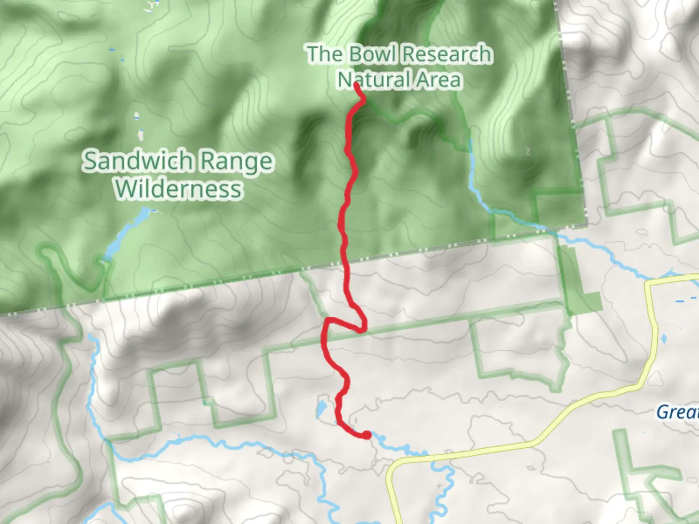 An image depicting the trail Mount Whiteface via McCrillis Trail and its surrounding area.