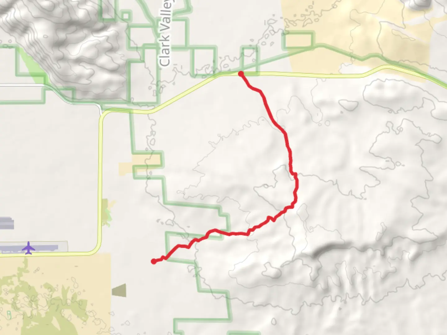 An image depicting the trail Inspiration Wash Road and Dump Wash and its surrounding area.