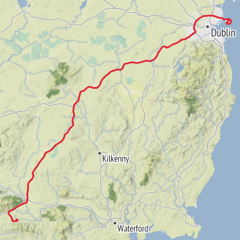 A map preview of the recording County Dublin Hiking.