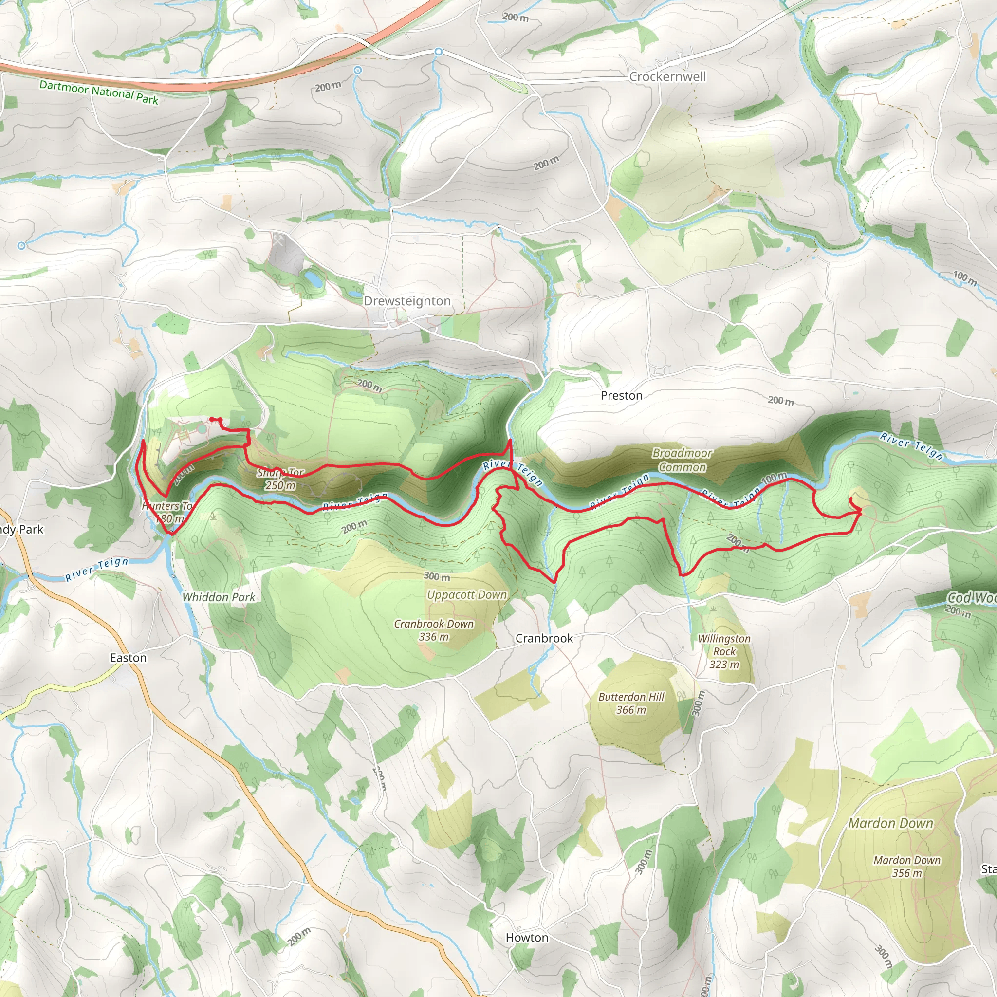 River Teign and Hunter's Path Loop mobile static map