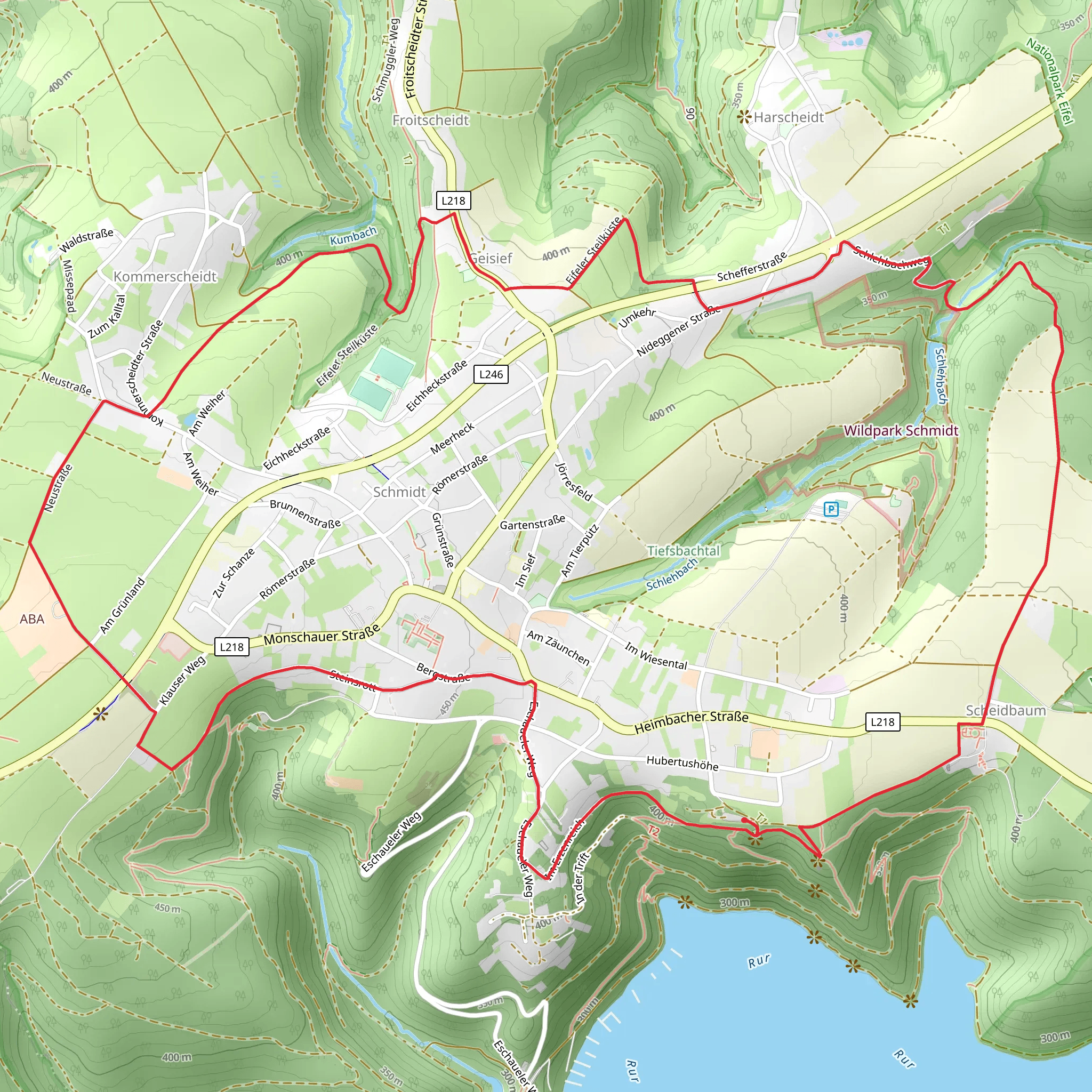 Schöne Aussicht, Hubertushöhe and Duerscheid via Schmugglerweg mobile static map