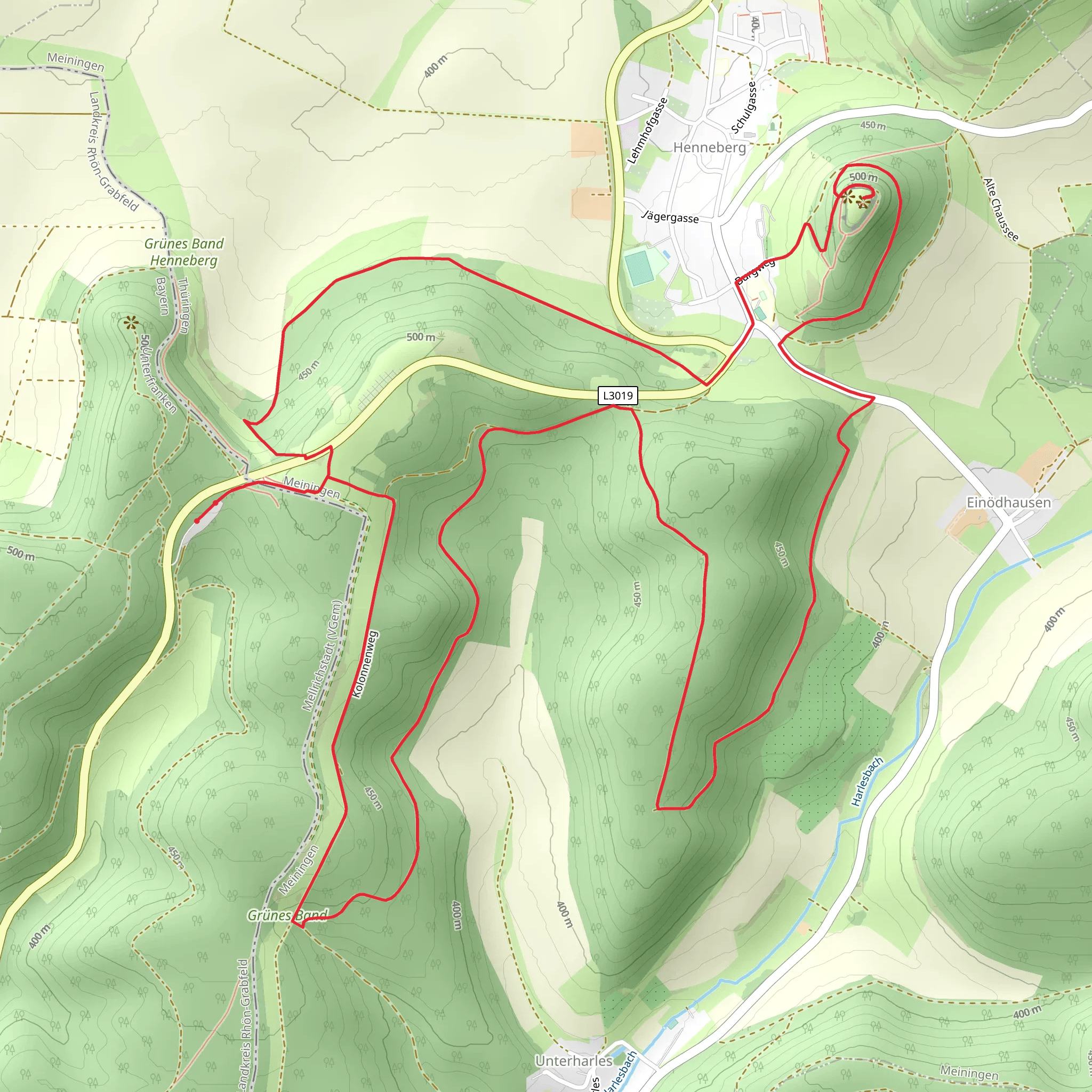 Schlossberg via Wasserkuppenweg and Via Romea mobile static map