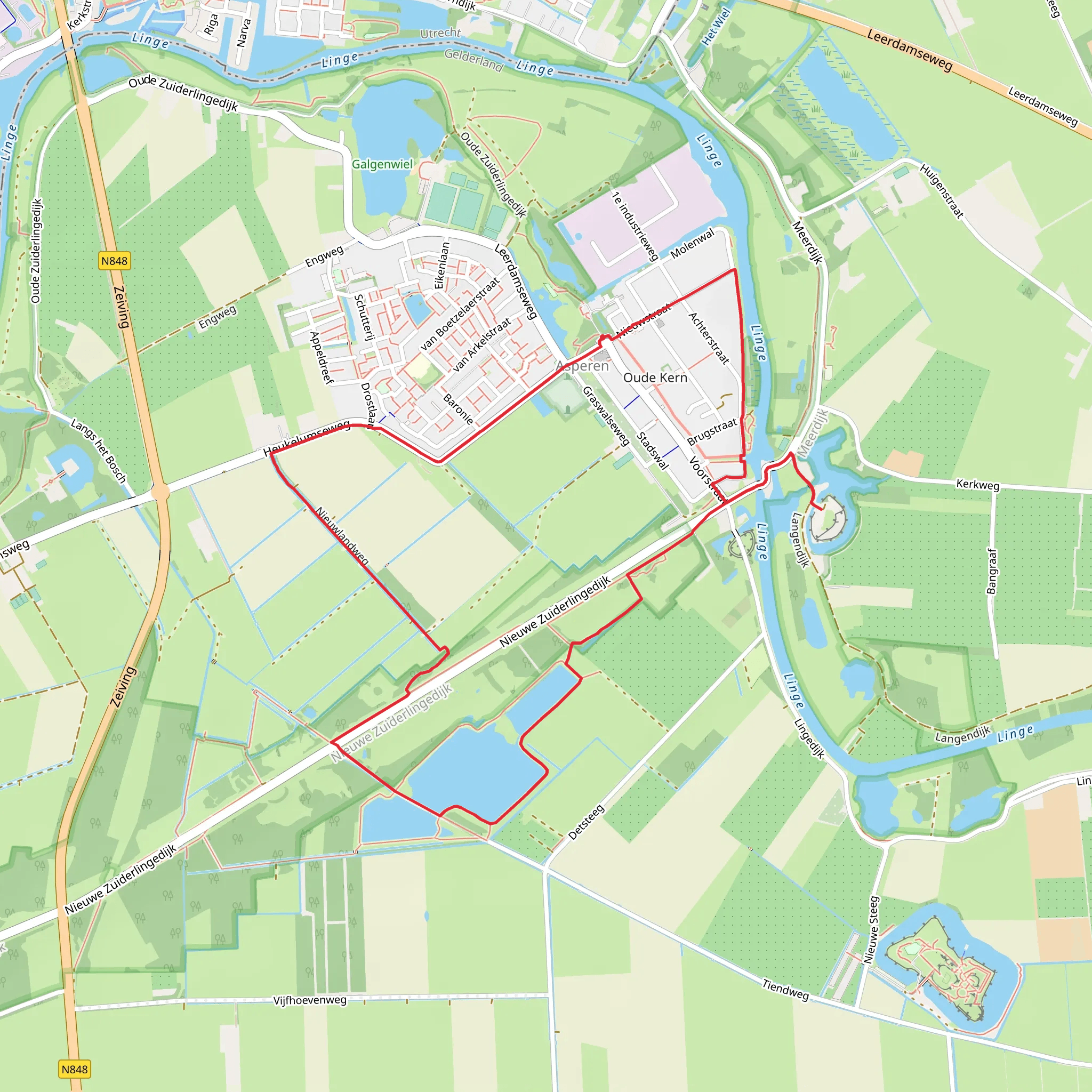 Fort Bij Asperen and Klein Hoogland Loop mobile static map