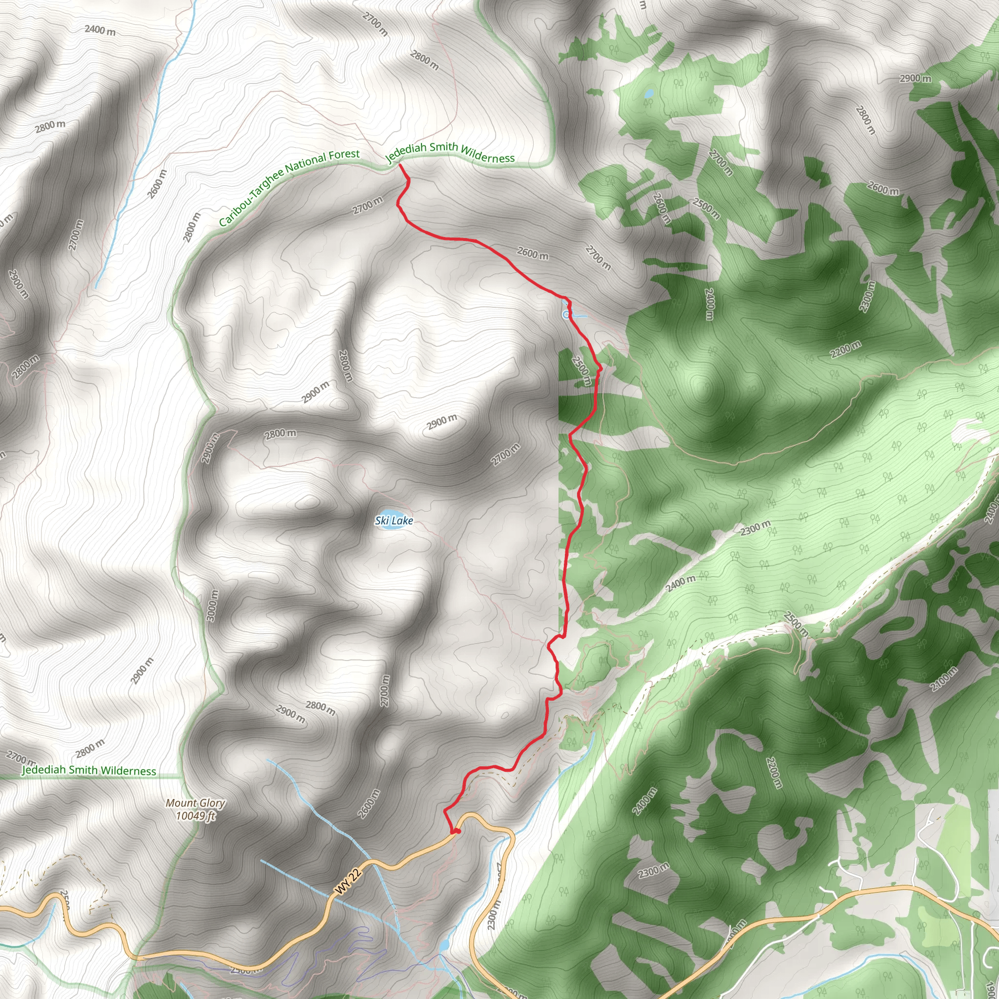 Phillips Pass via Ski Lake Trail mobile static map