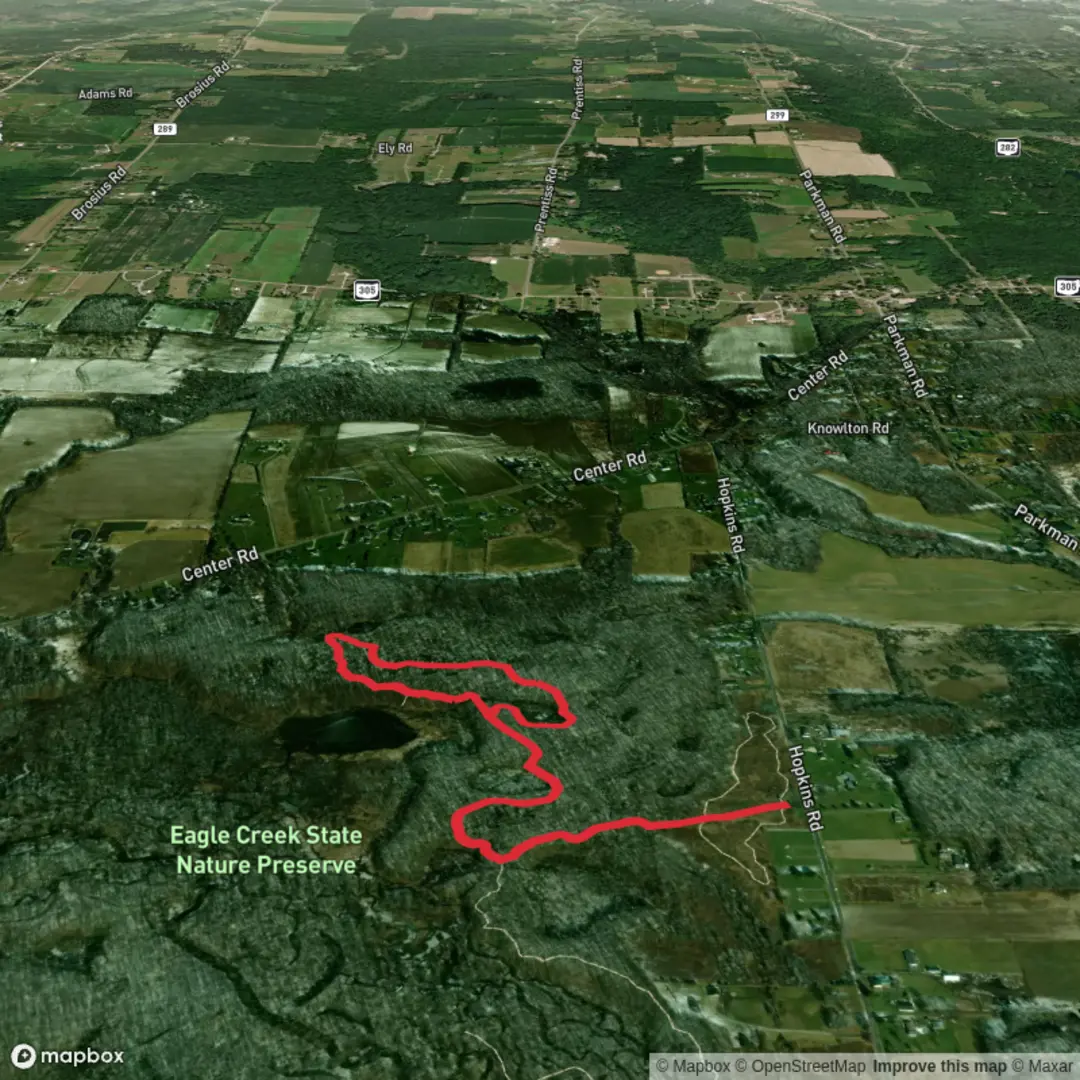 An image depicting the trail Clubmoss Trail near Beaver Pond and its surrounding area.