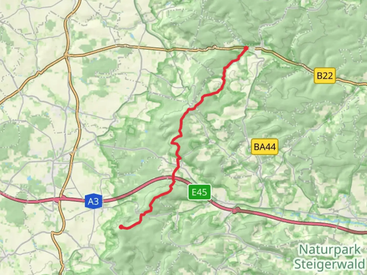 An image depicting the trail Friedrichsberg to Ebrach Walk and its surrounding area.