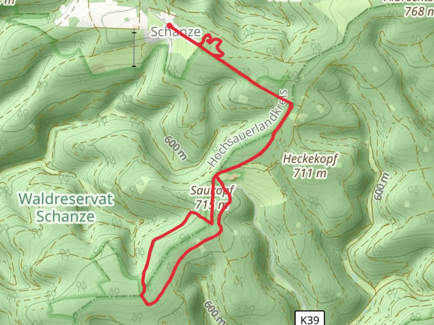 An image depicting the trail Saukopf, Hutejungengrab and Kyrilpfad Loop and its surrounding area.