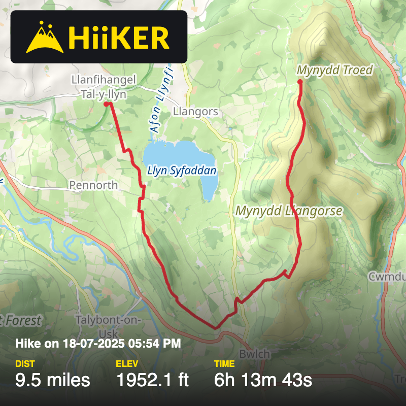 A map preview of the recording Hike on 18-07-2025 05:54 PM.