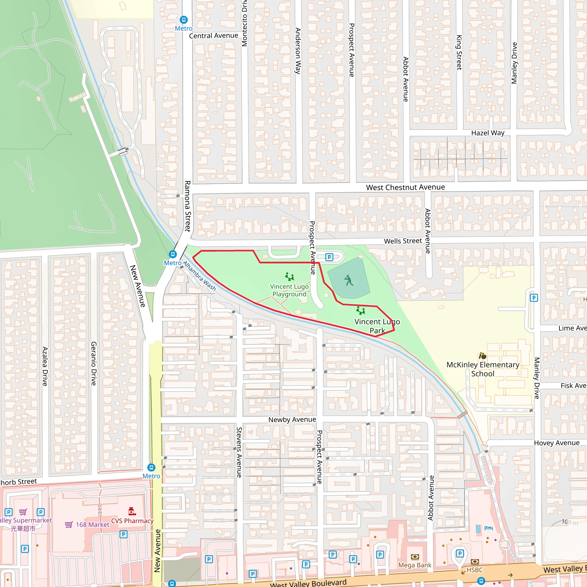 Vincent Lugo Park Loop mobile static map