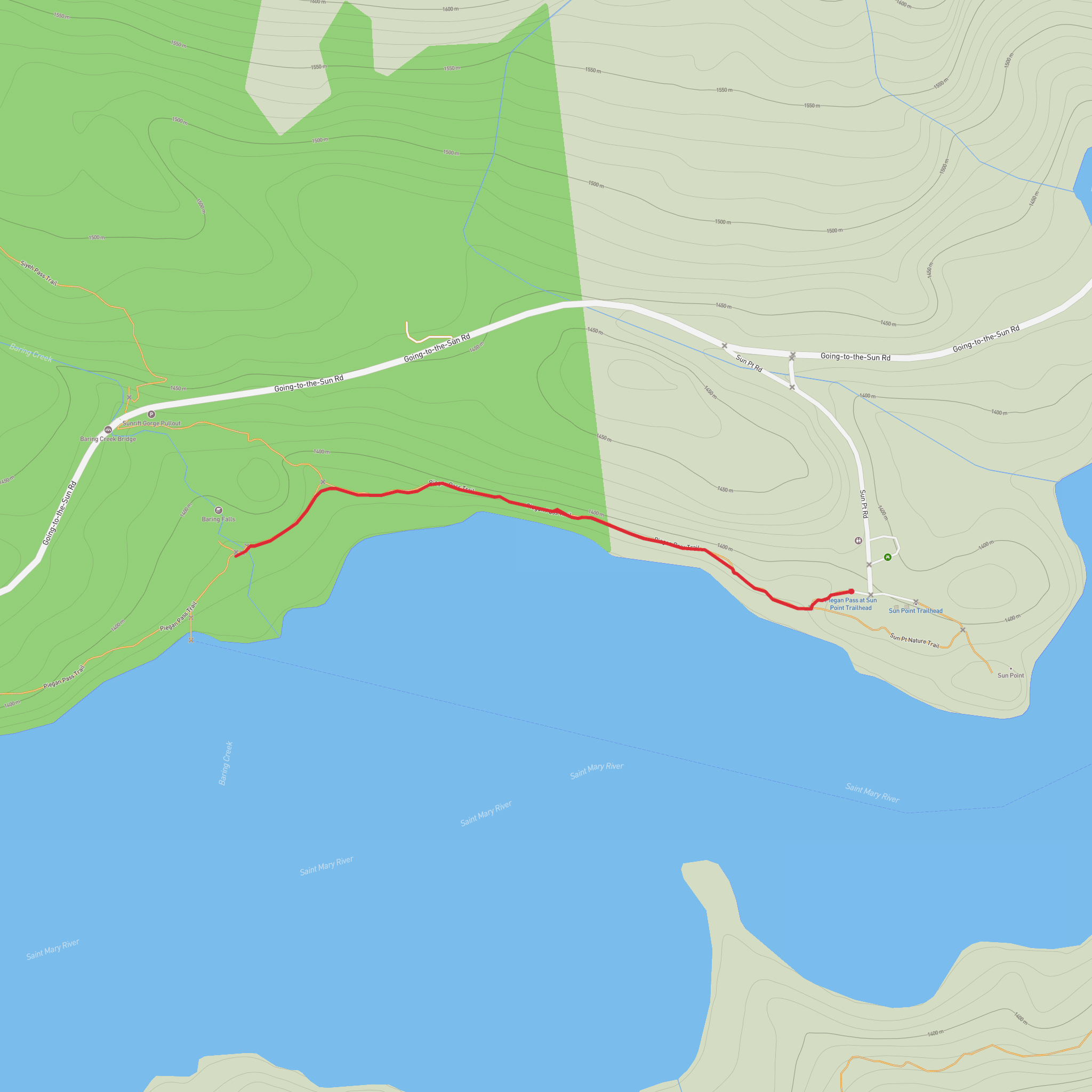 Piegan Pass - Saint Mary Lake mobile static map