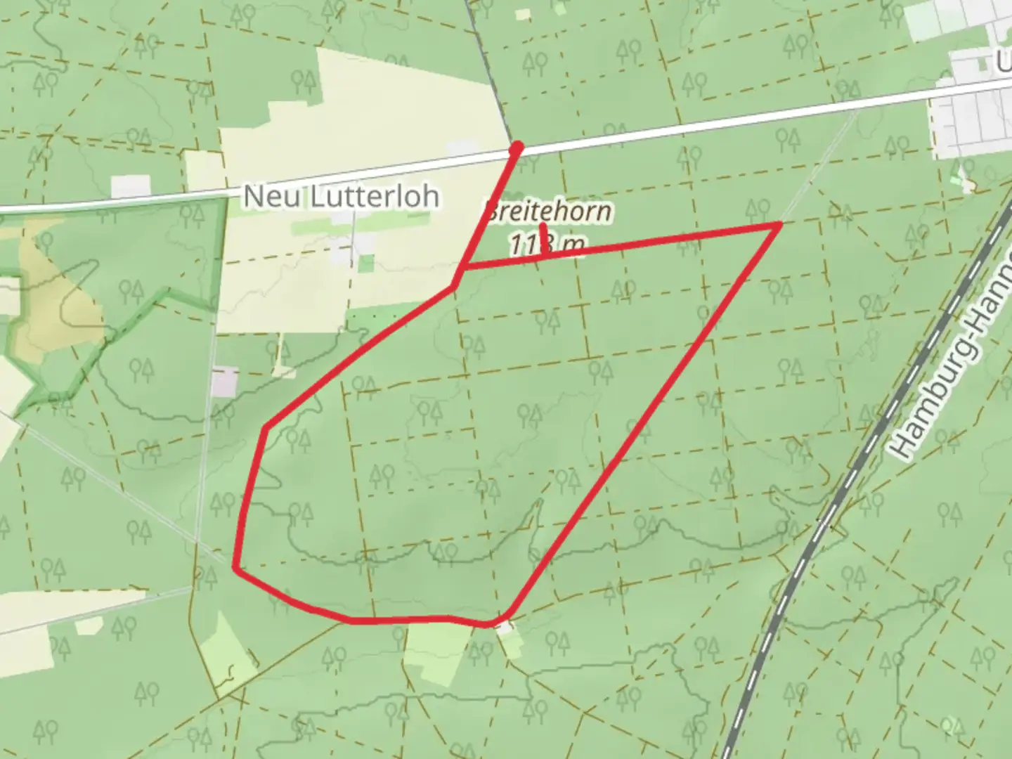 An image depicting the trail Breitehorn via Siedenholzbahn and its surrounding area.