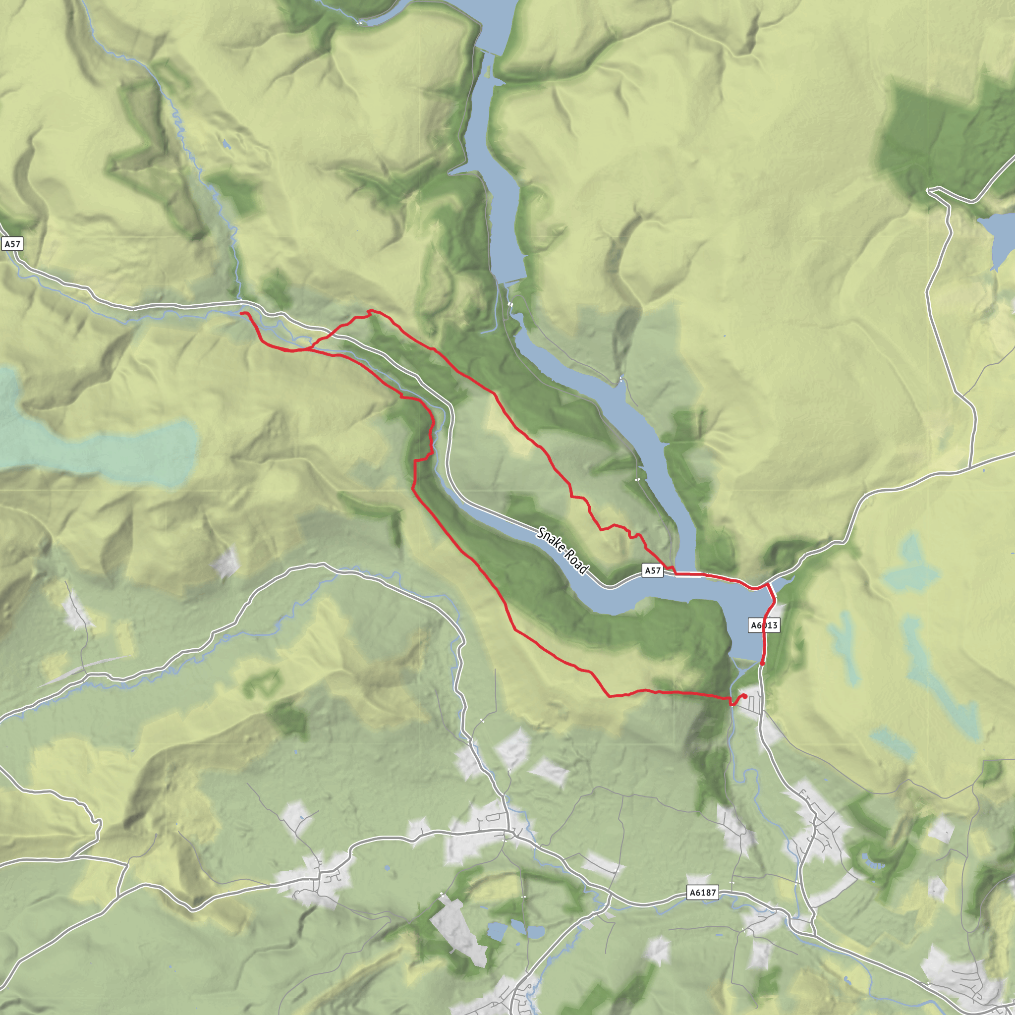 River Derwent, Crook Hill, Woodlands Valley and Win Hill Loop mobile static map