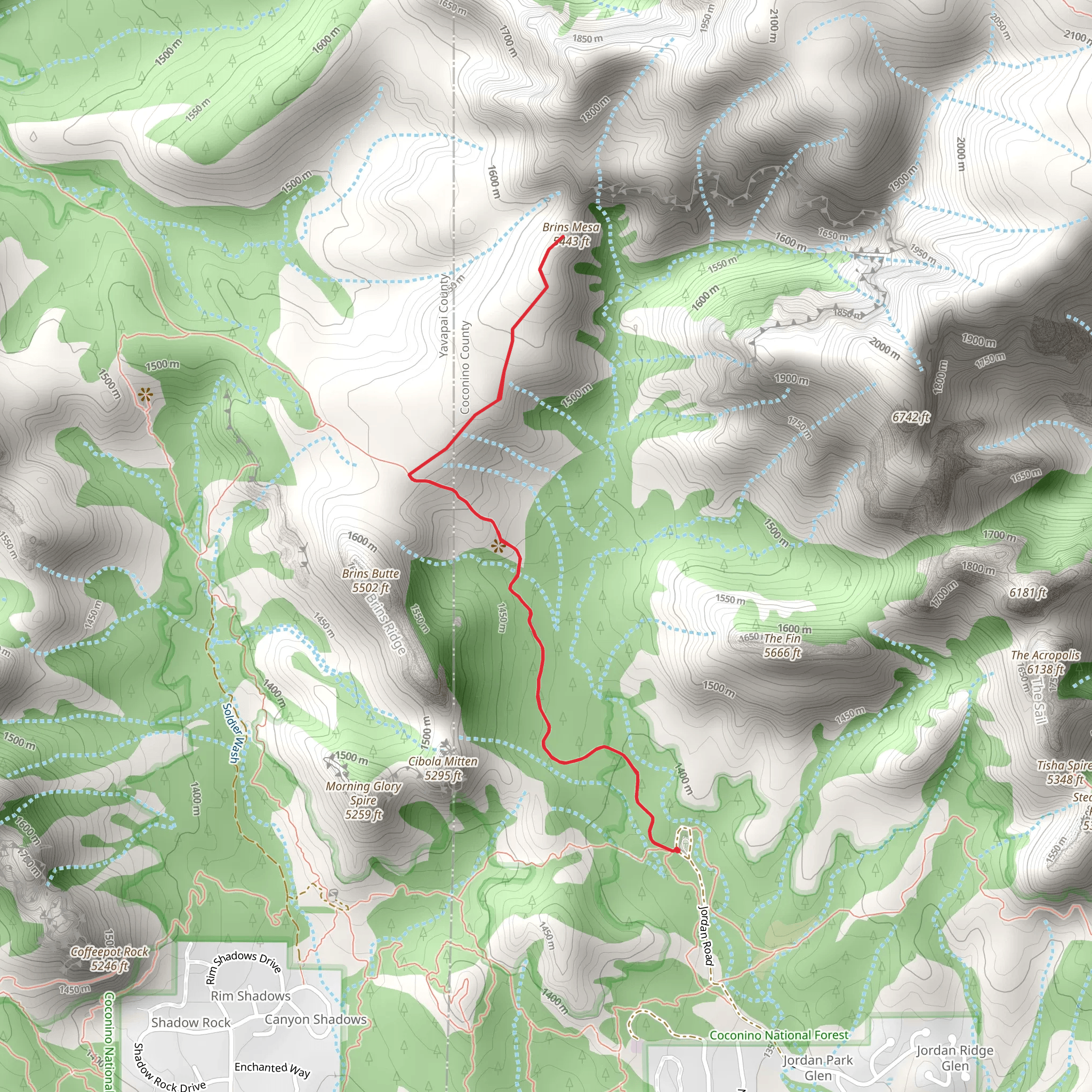 Brins Mesa Trail mobile static map