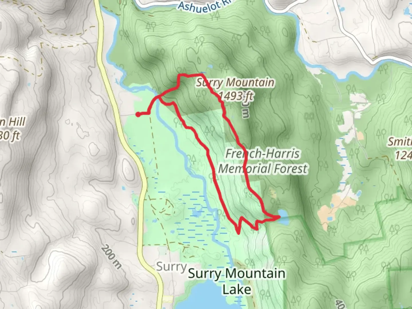 An image depicting the trail Ashuelot River and Lily Pond Loop and its surrounding area.