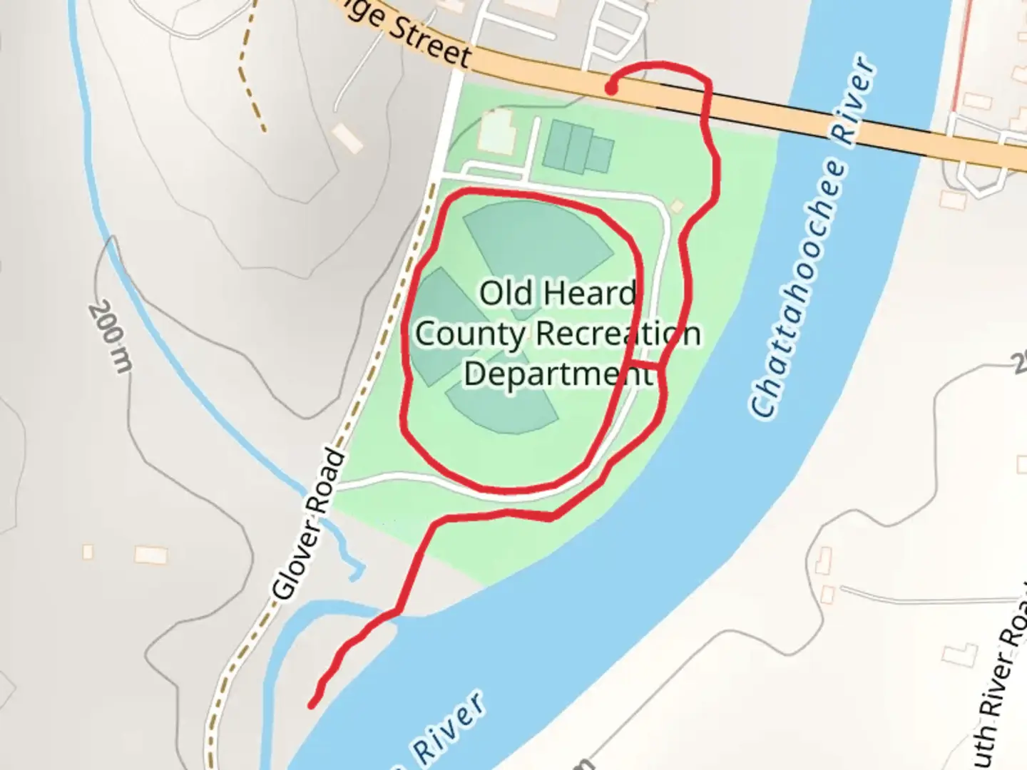An image depicting the trail Old Heard County Recreation Department Out and Back and its surrounding area.