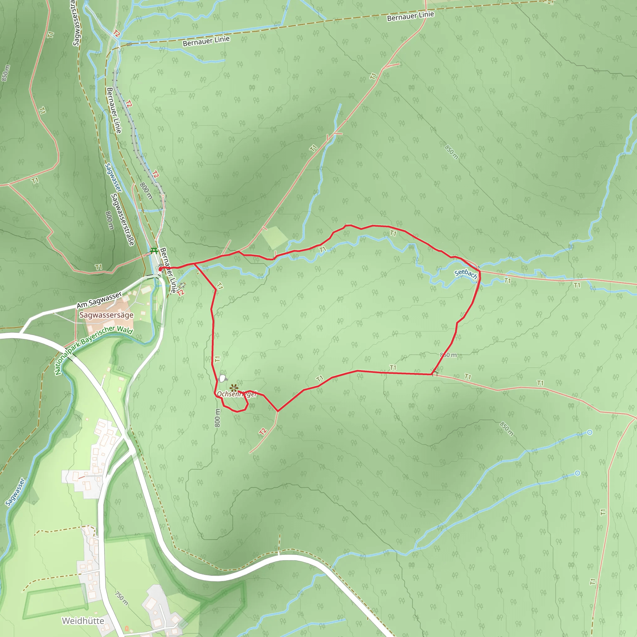 Ochsenriegel via Flusskrebs mobile static map