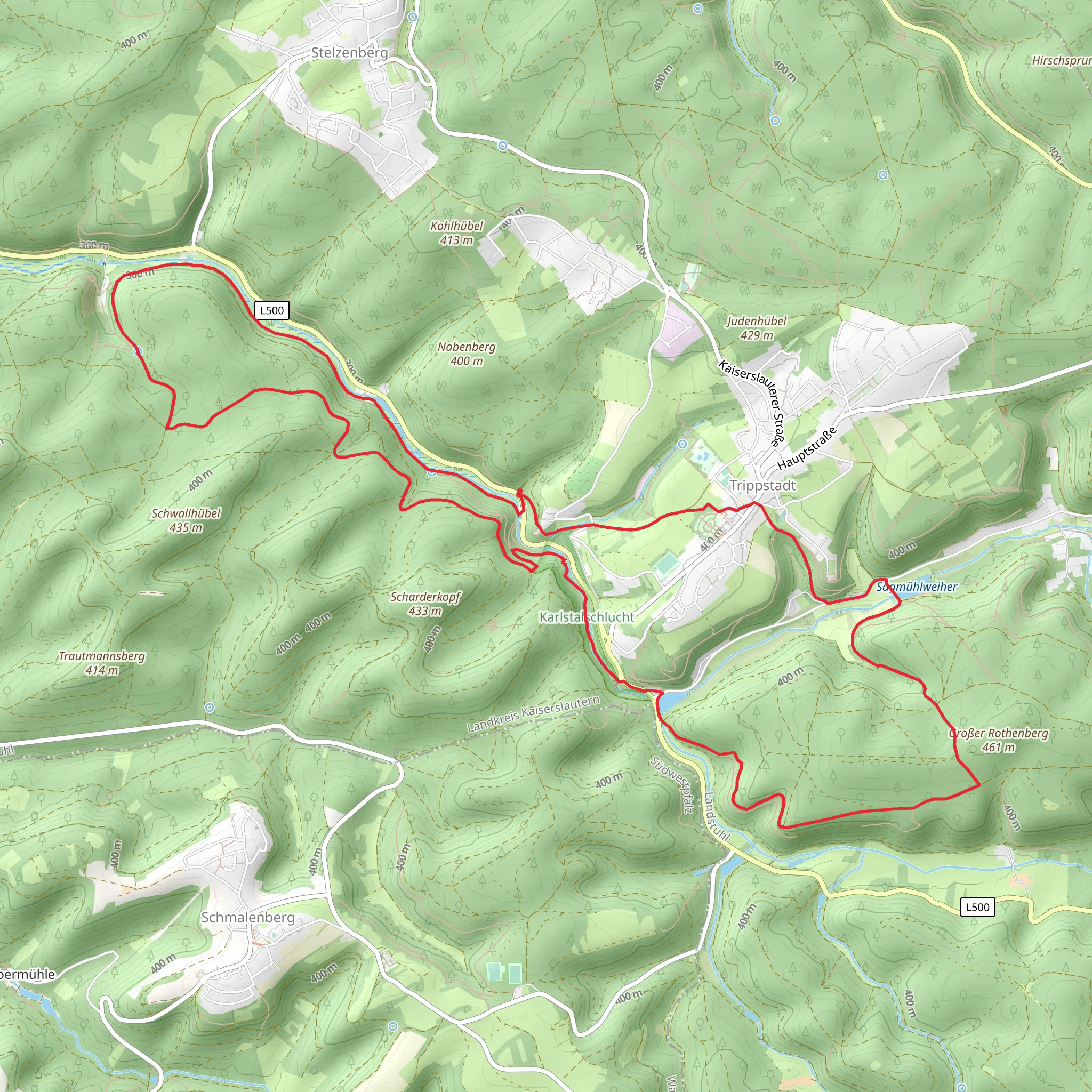 Wilensteiner Muhle and Grober Rothenberg Loop mobile static map