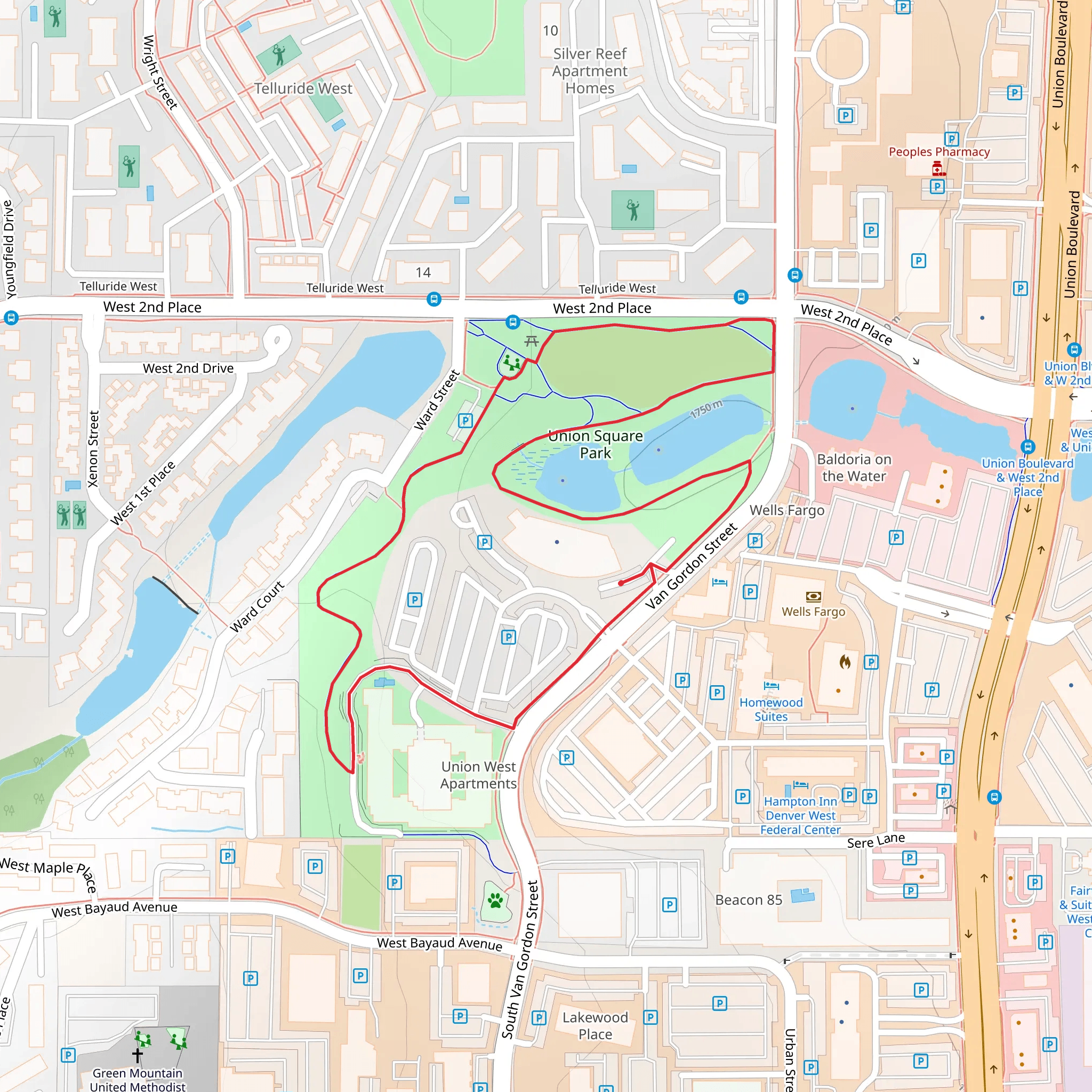 Union Square Park Loop mobile static map