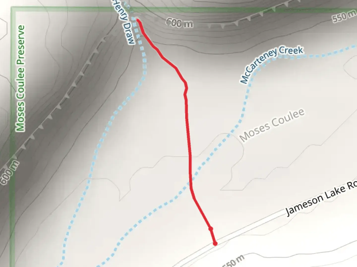 An image depicting the trail McCarteney Creek and its surrounding area.