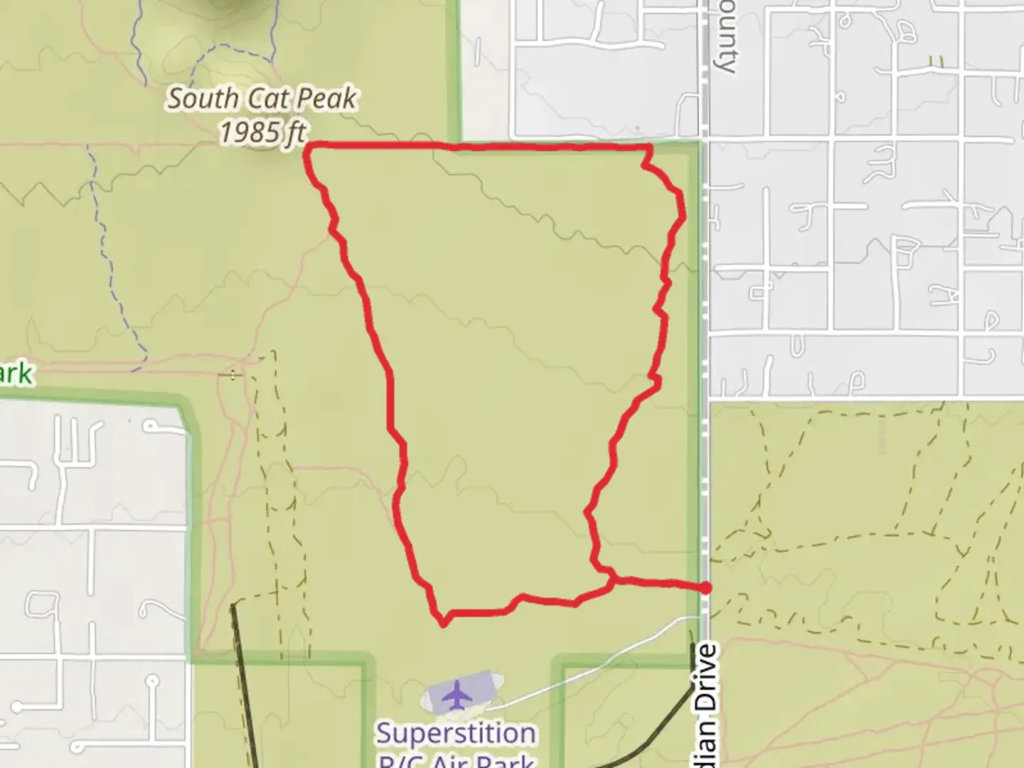 An image depicting the trail Ruidoso, Meridian and County Line Loop Trail and its surrounding area.