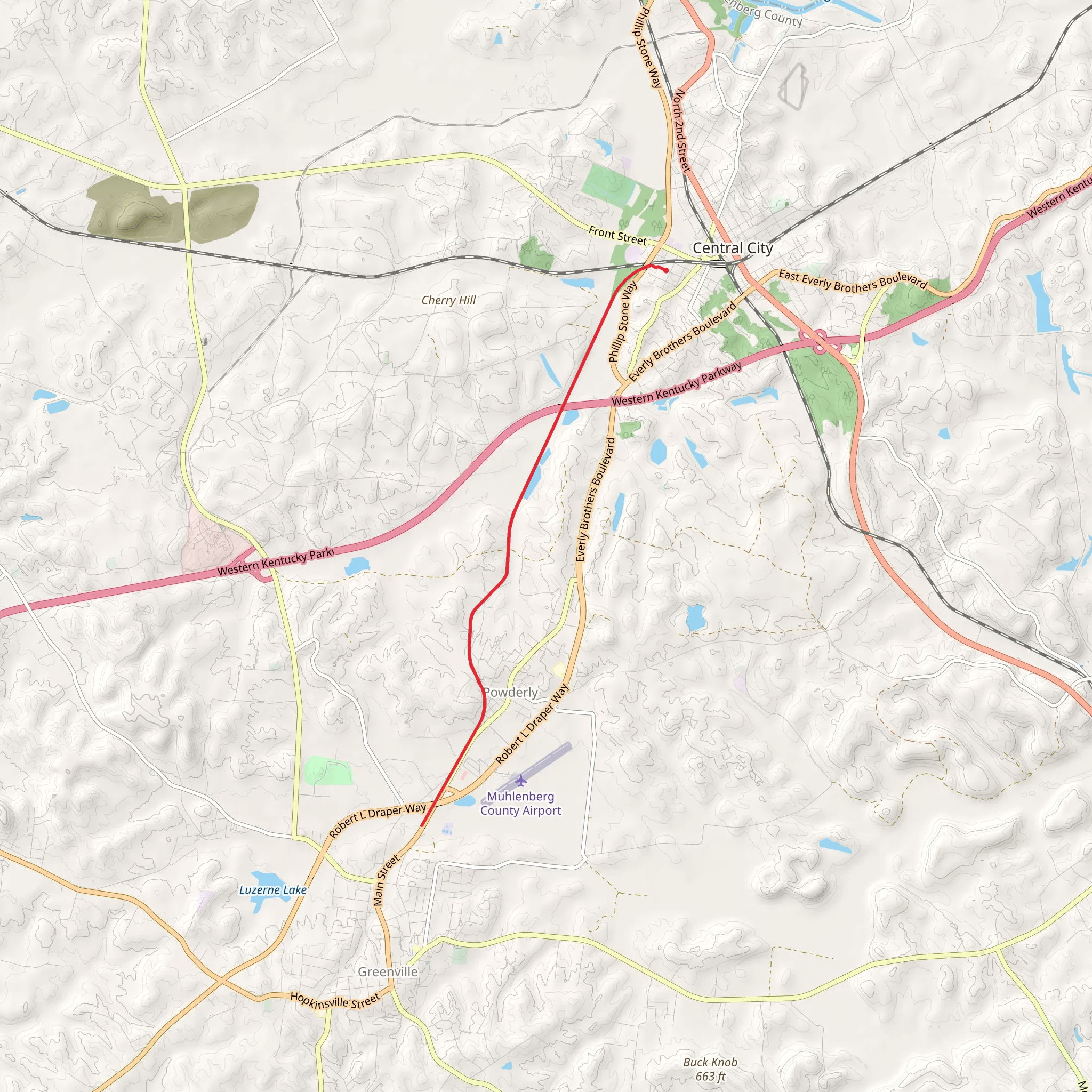 Muhlenberg County Rail Trail mobile static map