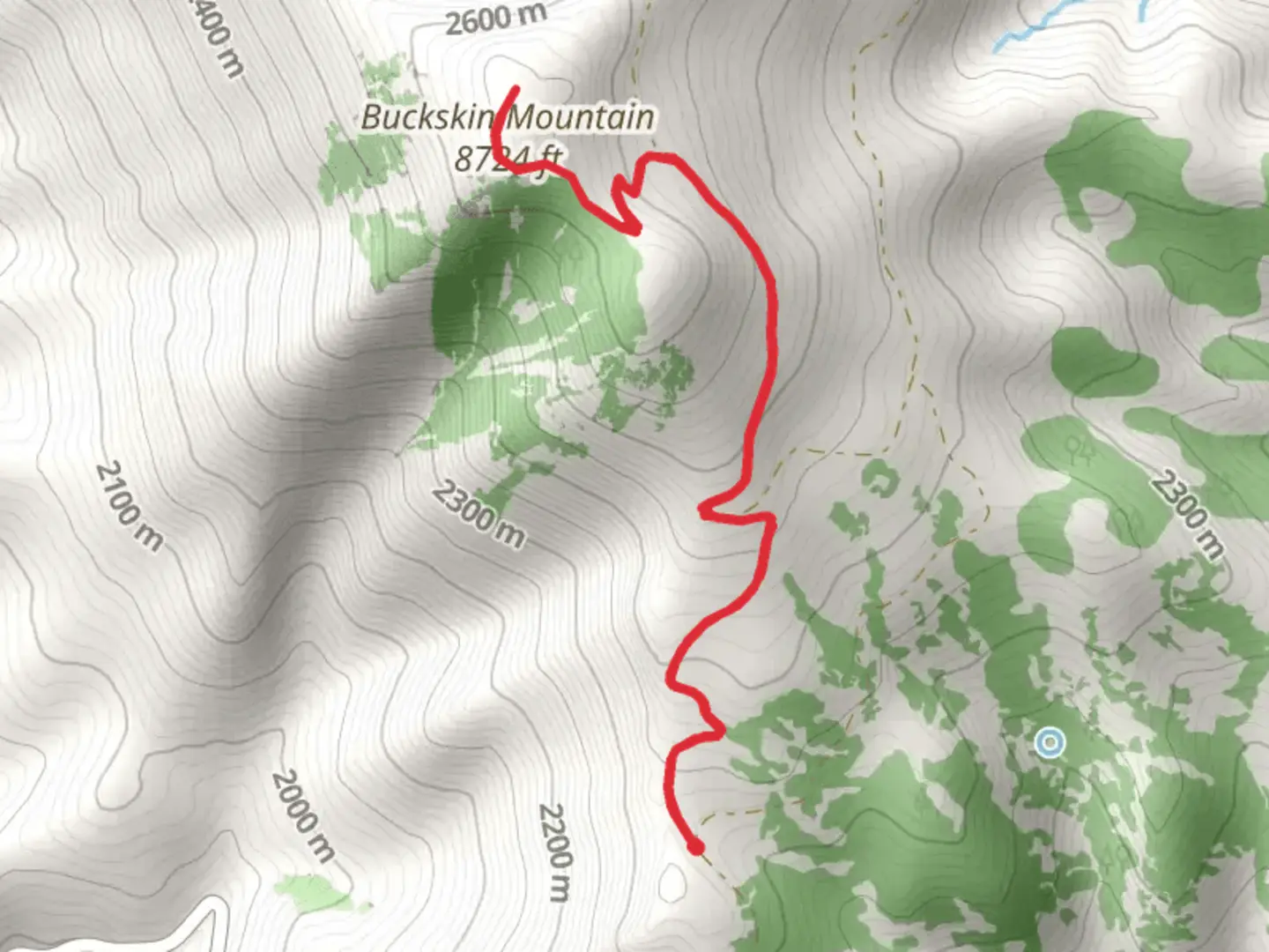 An image depicting the trail Buckskin Mountain and its surrounding area.
