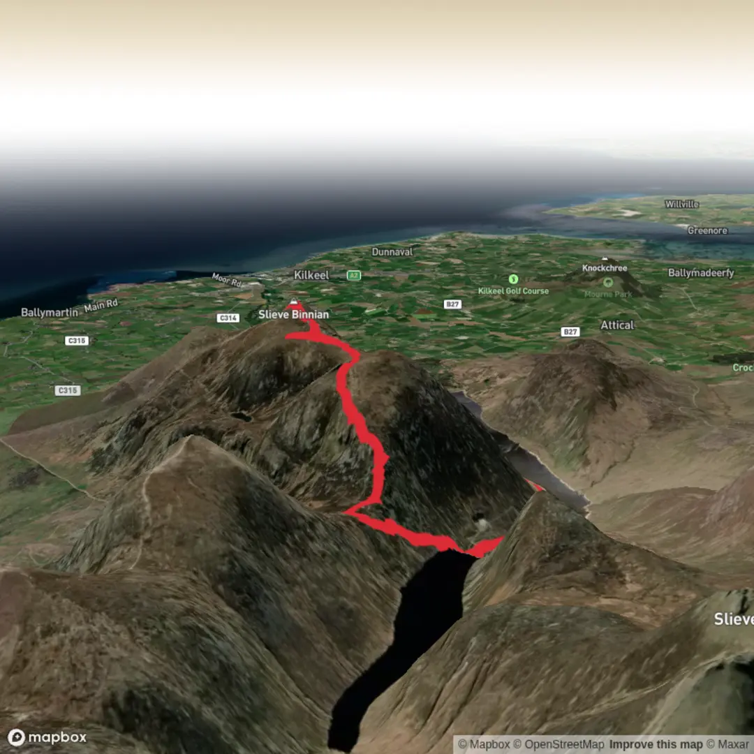 An image depicting the trail Hike on Ben Crom Reservoir and Slieve Binnian Loop (Copy) and its surrounding area.